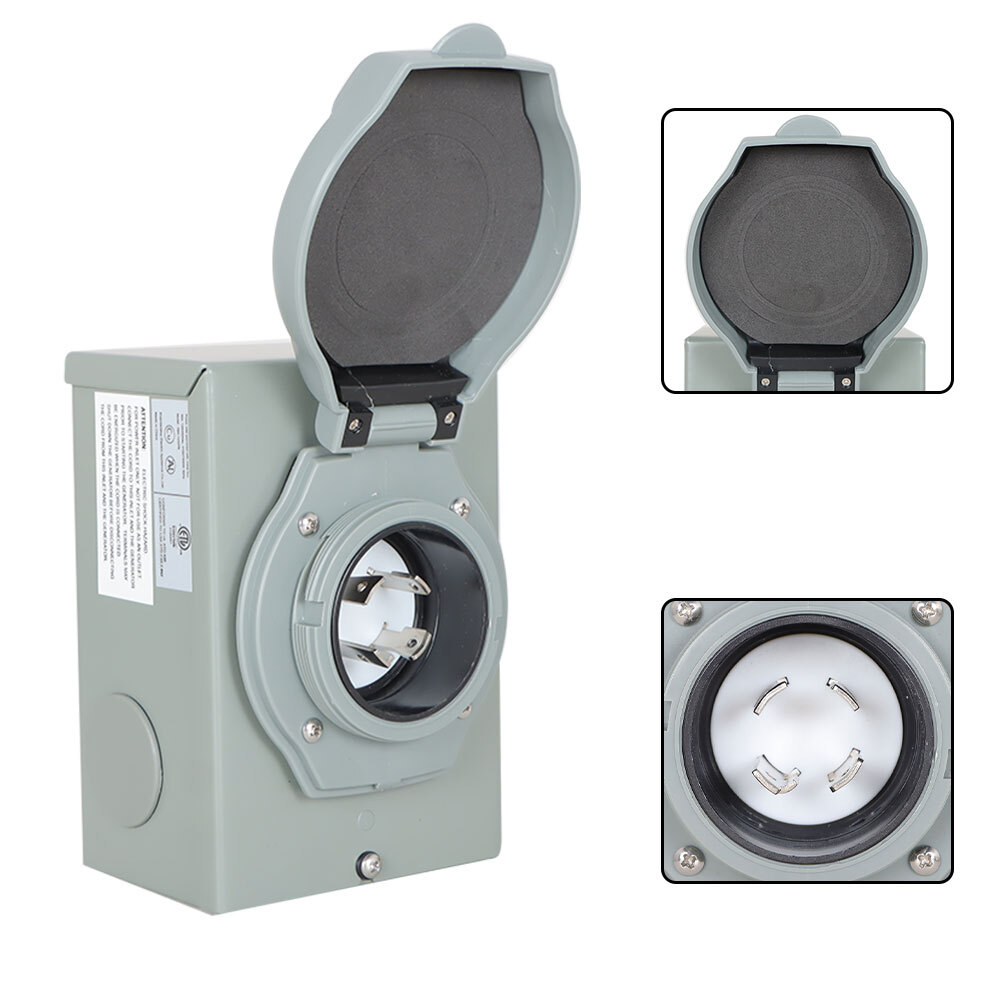 30 Amp Generator Power Inlet Box Weatherproof For 4 Prong Generator Cord Outdoor