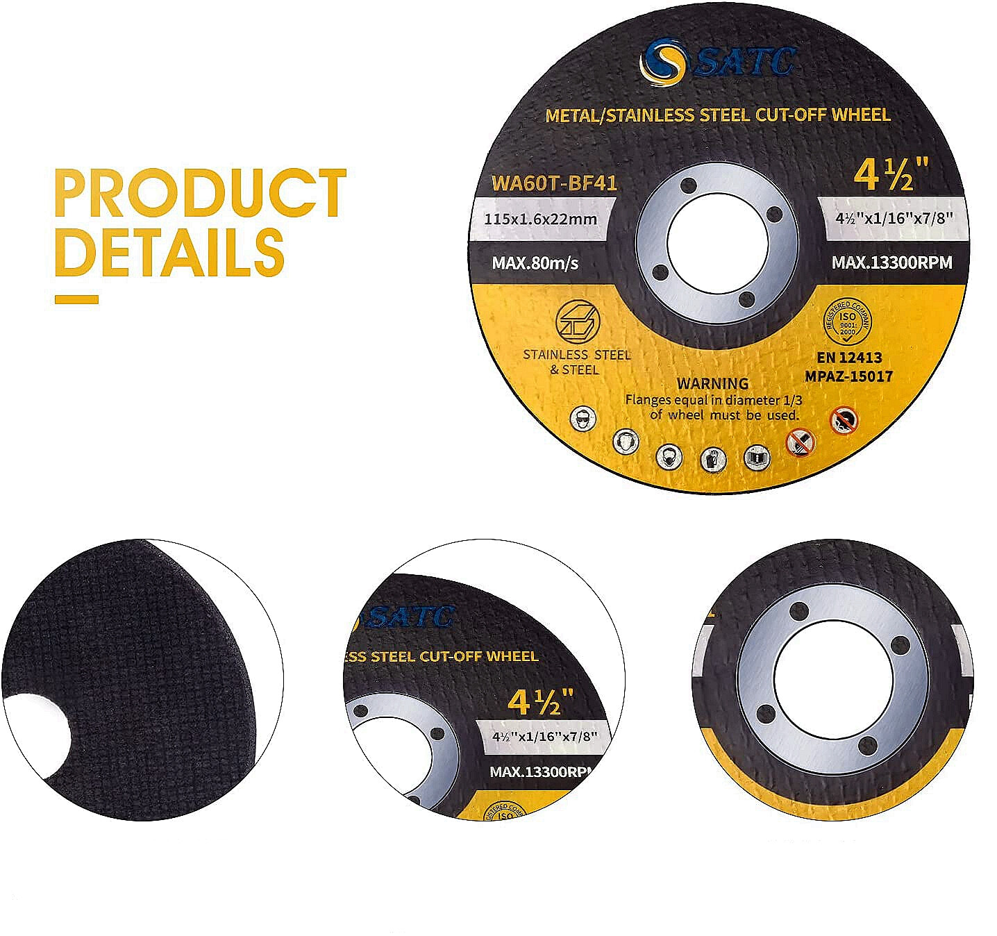 500 Pcs 4-1/2″ x 1/16″ x 7/8″ Cut-off Wheels Cutting Discs Stainless Steel Metal