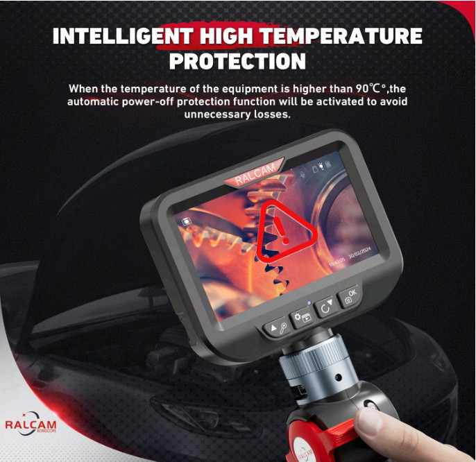 2-Way 180° Articulating Borescope Camera 4.3″ HD 6.2mm Probe 6.6FT Light