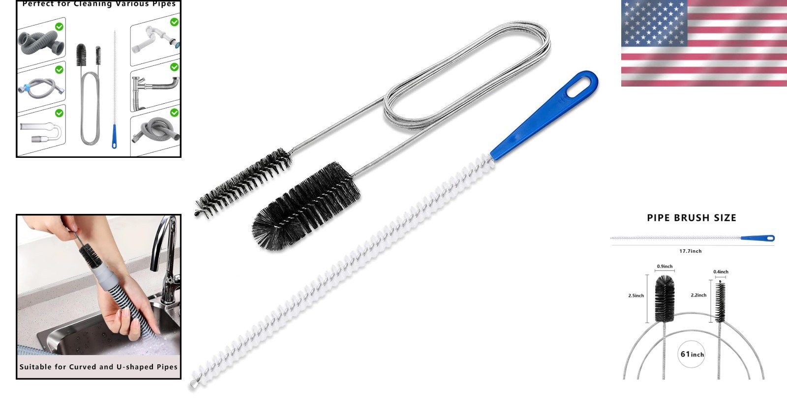 Double-Ended Flexible Drain Brush and Sink Unblocker – Rust Resistant & Durable