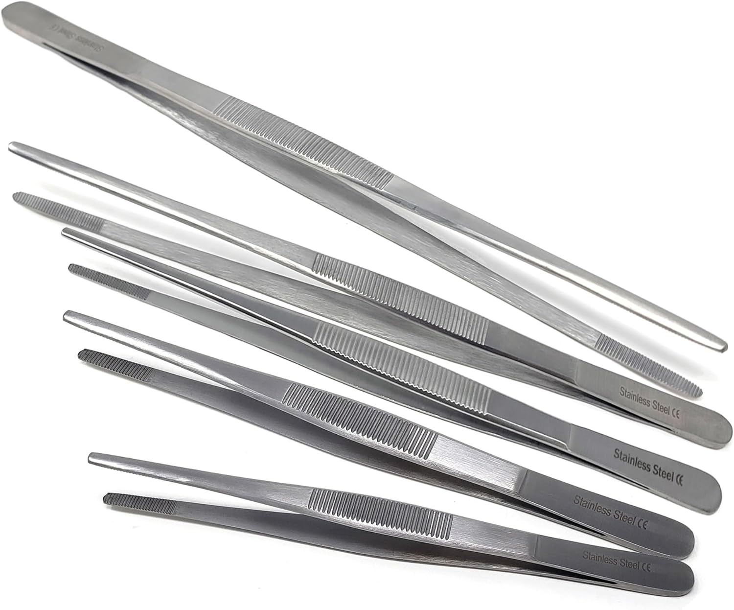 5Pcs Labware Tweezers Blunt Serrated Scientific Lab Forceps, Stainless Steel CE