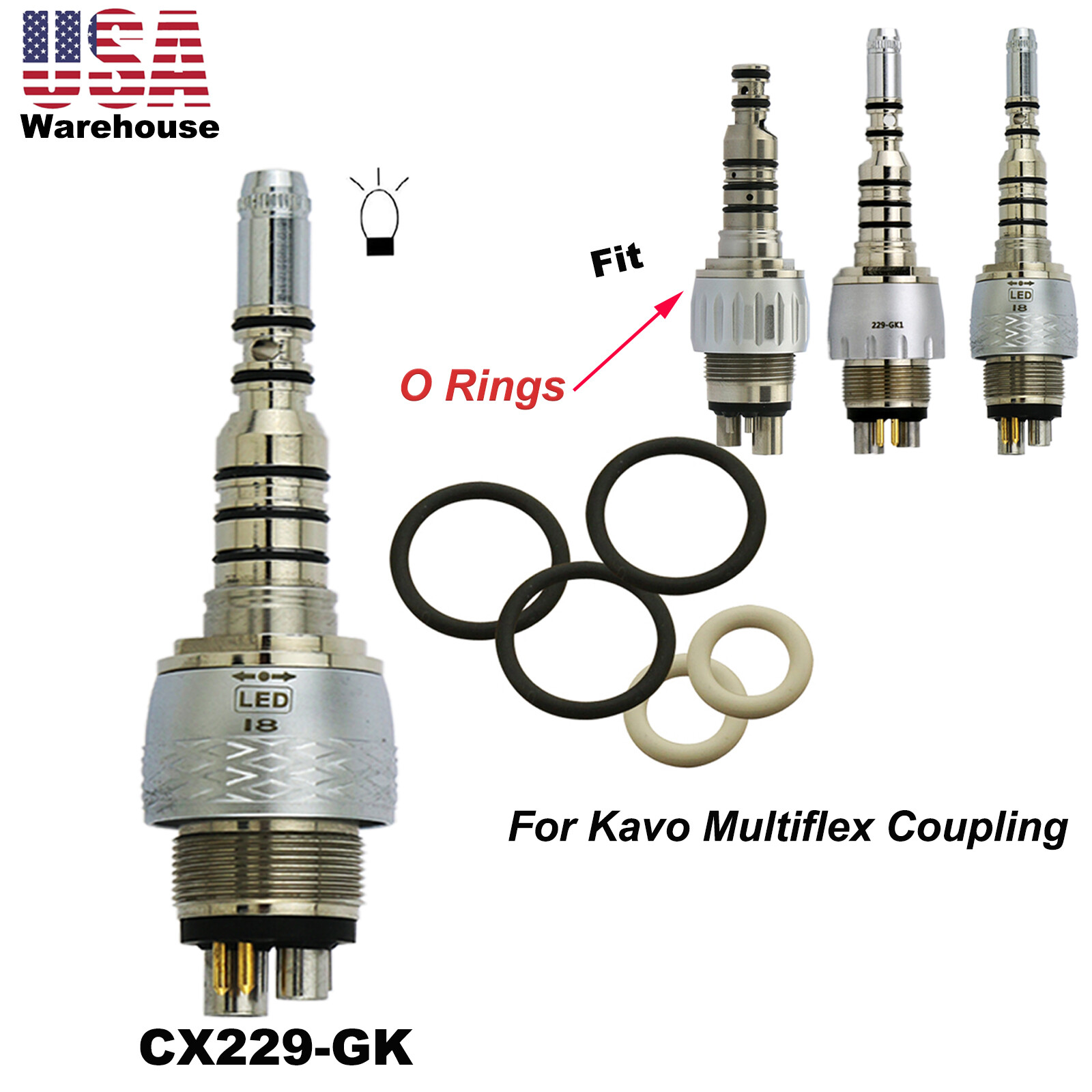US COXO Dental Handpiece Fiber Optic High Speed Turbine LED Coupler For KAVO NSK