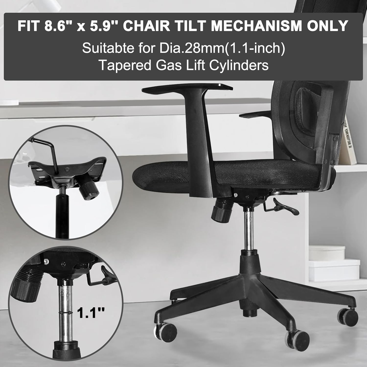 Heavy Duty 300 LBs Office Chair Tilt Mechanism Replacement Parts, 5.9» x 8.6″ M