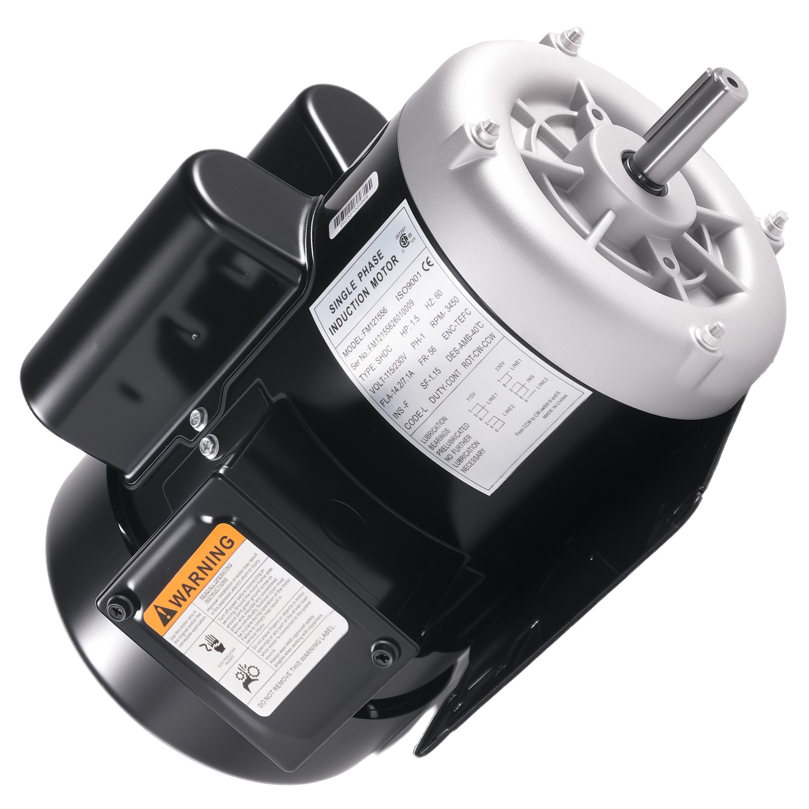 1.5HP Electric Motor 3450 RPM, AC 115V/230V, 5/8″ Shaft, Air Compressor Motor