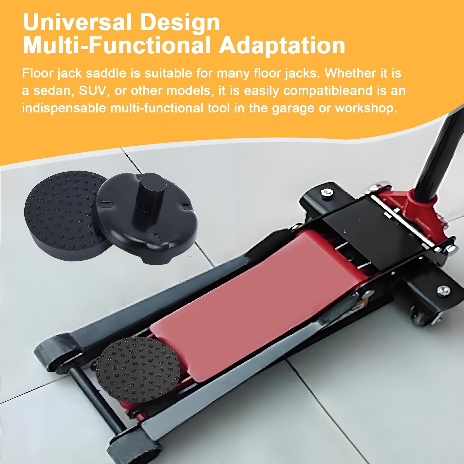 Floor Jack Saddle, Saddle with Rubber Pad, 4.8 Inch in black