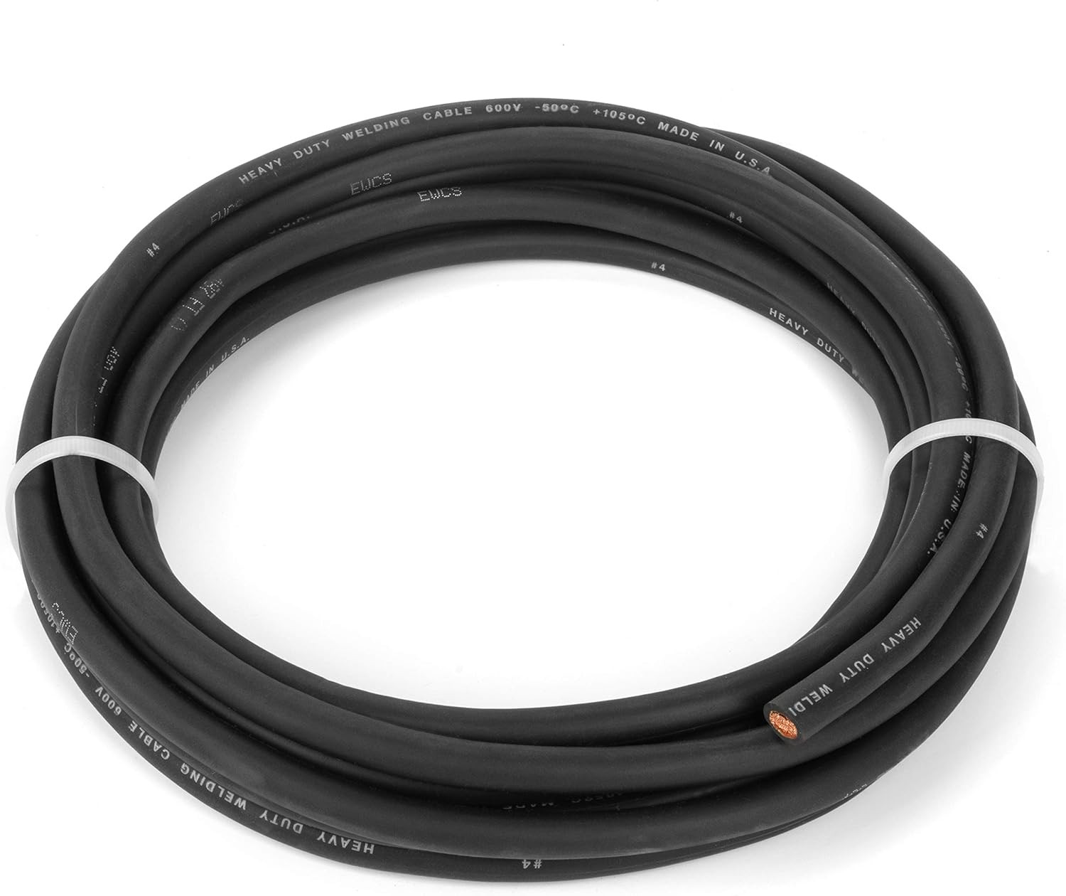 4 Gauge Premium Extra Flexible Welding Cable 600 Volt – Black – 50 Feet – Made i