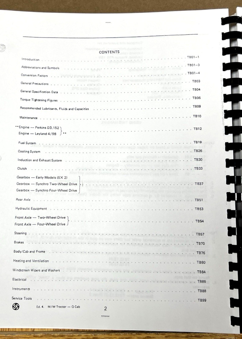 Leyland 245 262 272 282 Tractor Service Manual Repair Shop Workshop Maintenance