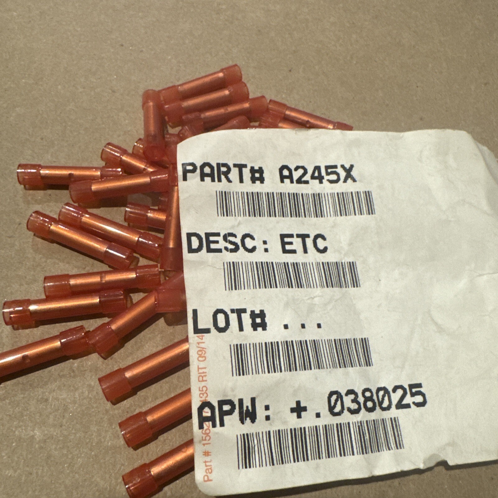 Lot Of 100 Red Insulated BUTT Terminal Connectors #22-18 Wire Gauge AWG MOLEX