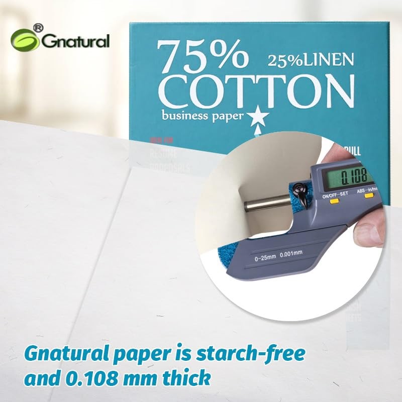 75% Cotton 25% Linen Resume Paper 85gsm 8.5x11in White Inkjet 100 Sheets