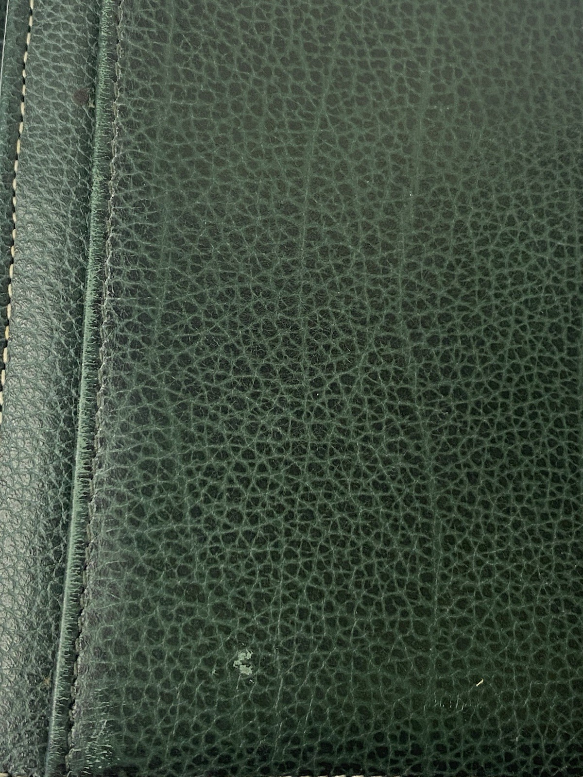 VINTAGE FRANKLIN QUEST ZIP PLANNER LEATHER GREEN/BROWN W/ADJ STRAP 6-1″ RINGS