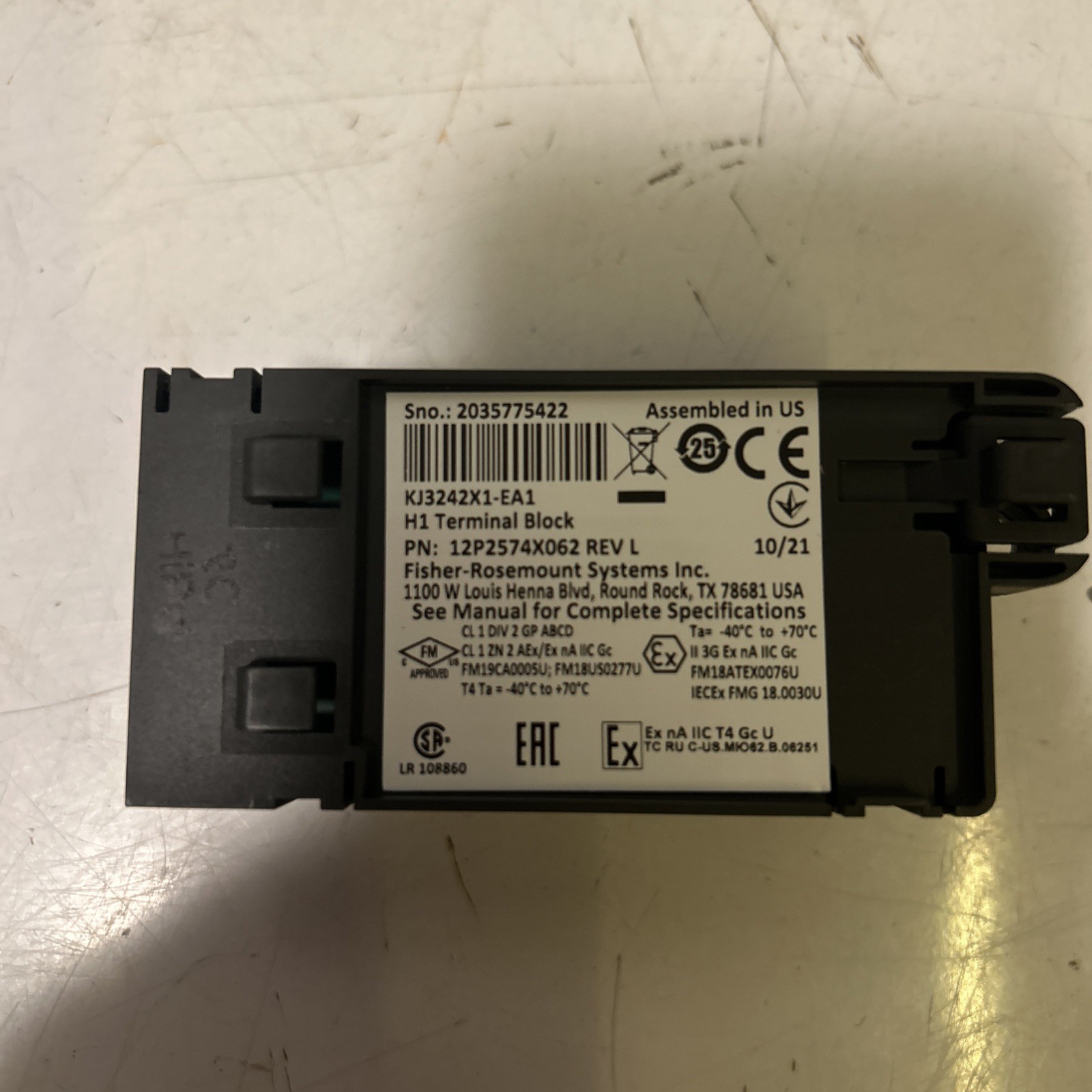 EMERSON DELTAV KJ3242X1-EA1 FIELDBUS H1 TERMINAL BLOCK SIMPLEX KJ3242X1EA1