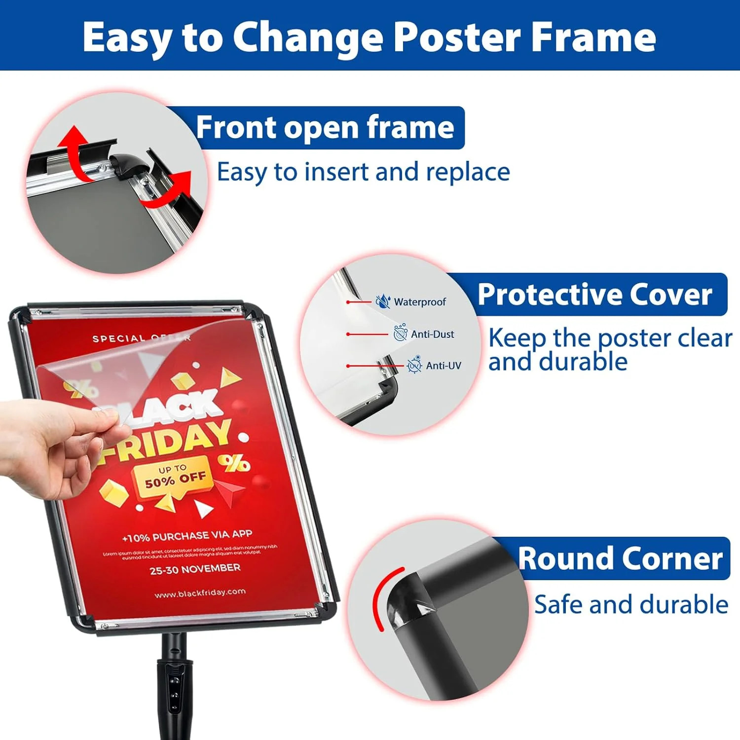 2-Pack 8.5×11 Inch Adjustable Sign Stand & Floor Standing Sign Holder – Pedestal