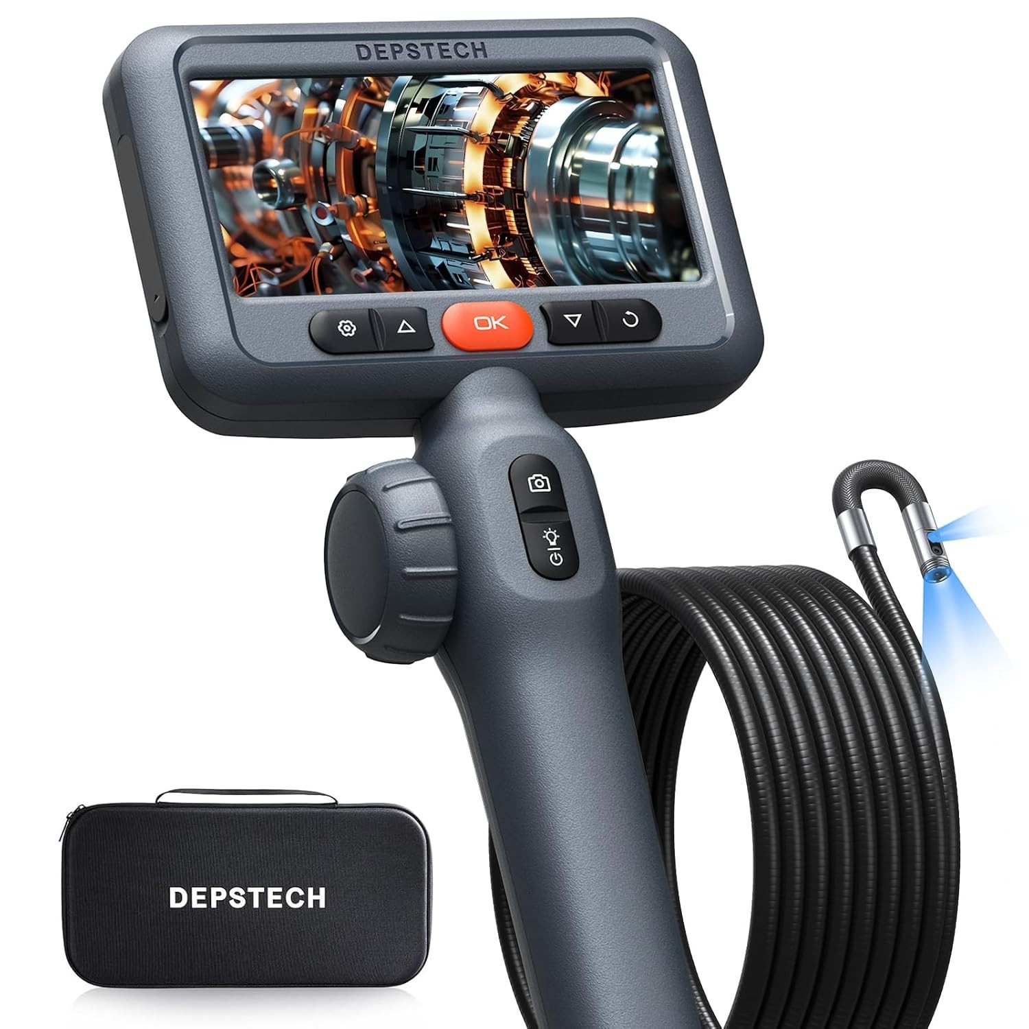 Used DEPSTECH 10FT Articulating Endoscope Dual Lens Industrial Inspection Camera