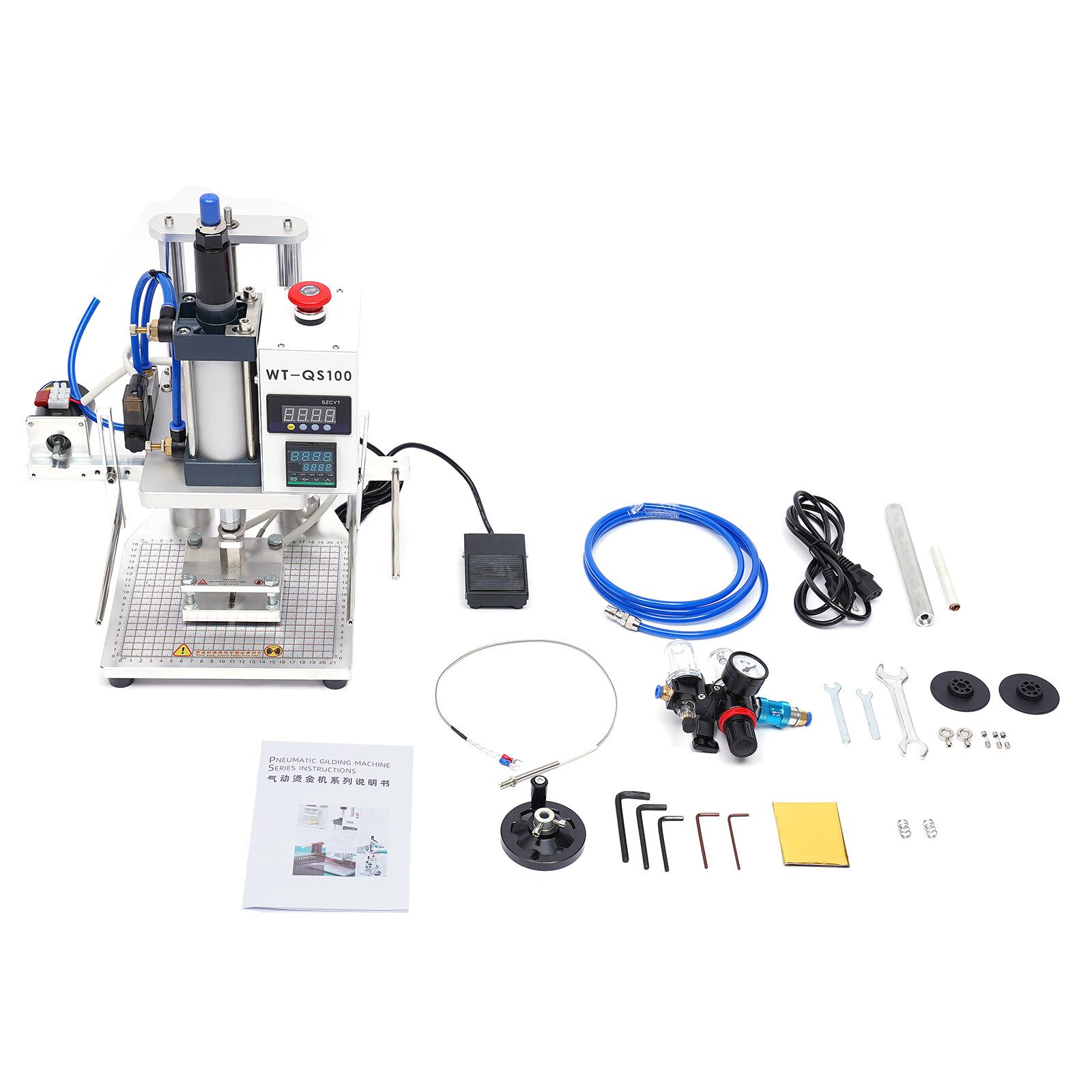 Hot Foil Stamping Machine 550W Air Pneumatic For Leather PU Logo Press 8x10cm