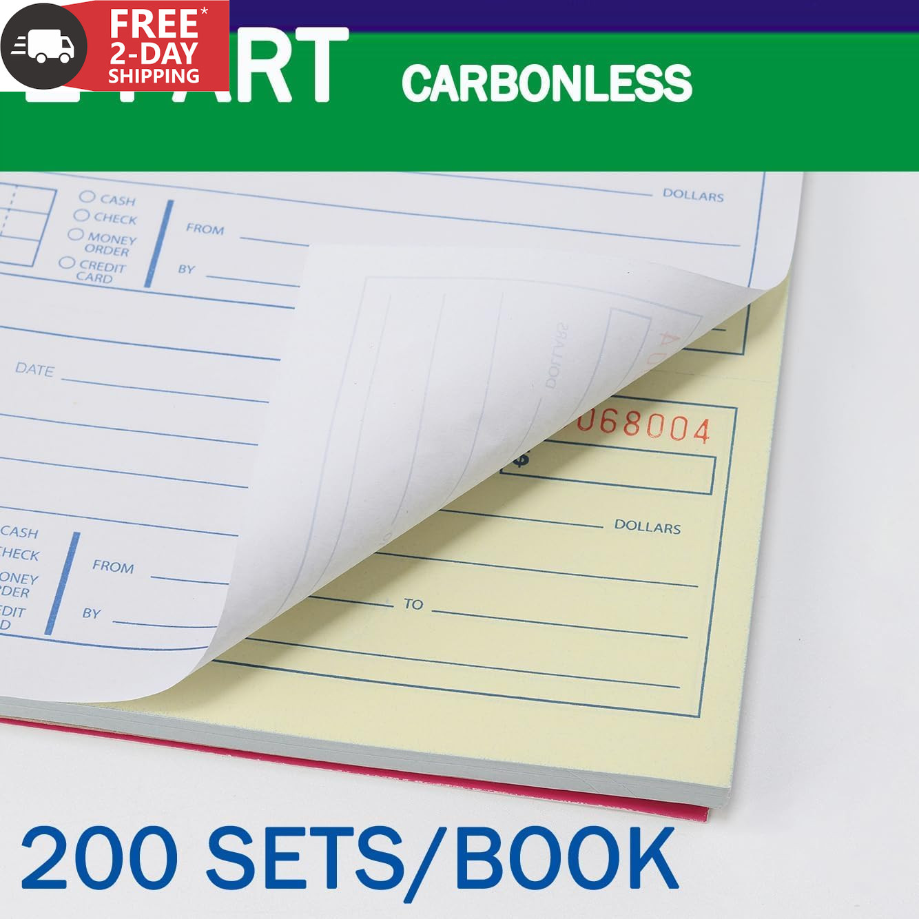 Money and Rent Receipt Book 2-Part Carbonless 7-5/8″ X 11″ Spiral Bound 200 Sets