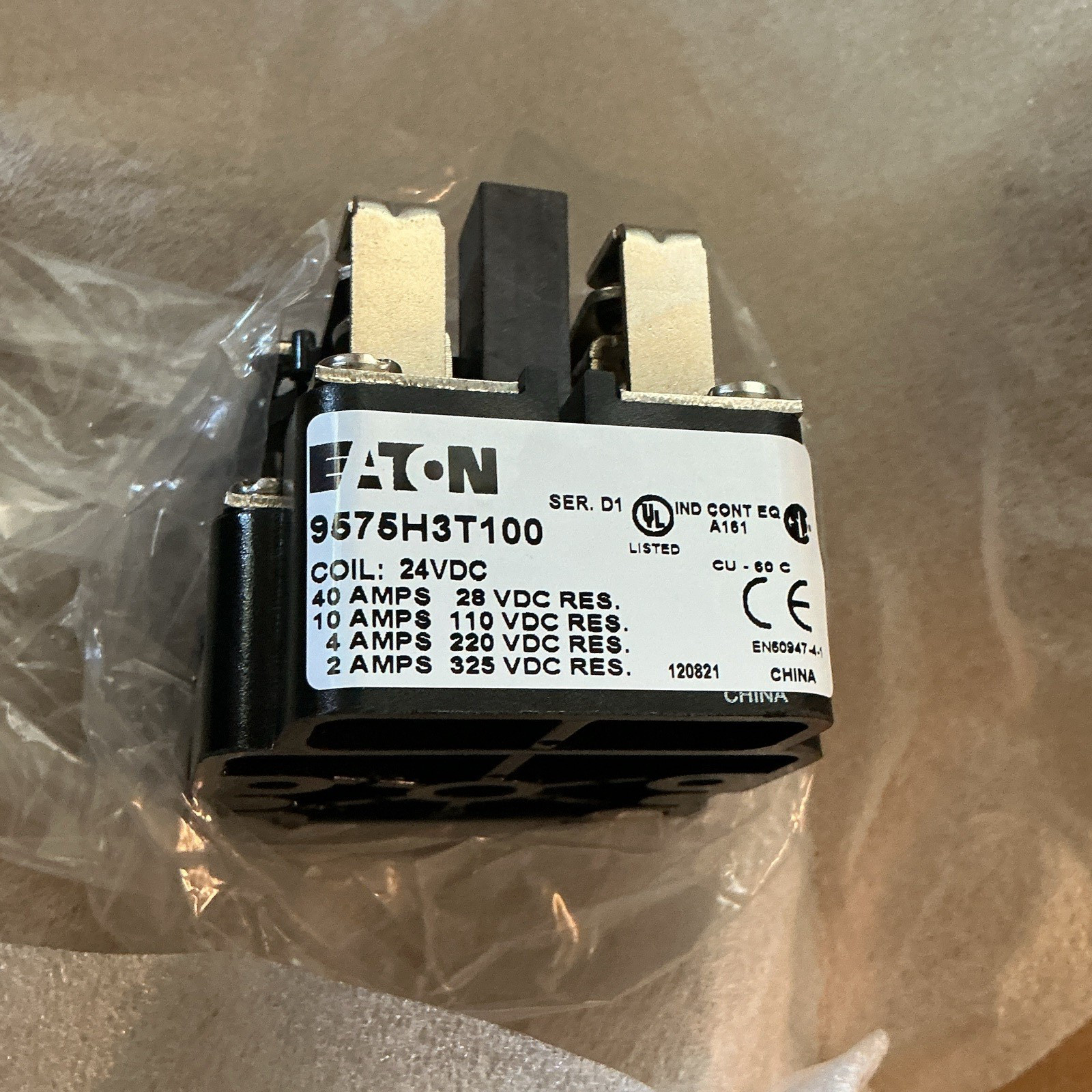 Eaton 9575H3T100 General Purpose Relay 24 VDC DPST 4-Pin 10A CE