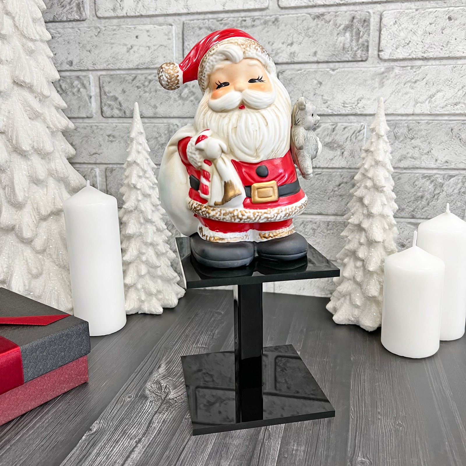 Plymor Black Acrylic Square Barbell Pedestal Display Riser, 4.5″ H x 4″ W x 4″ D