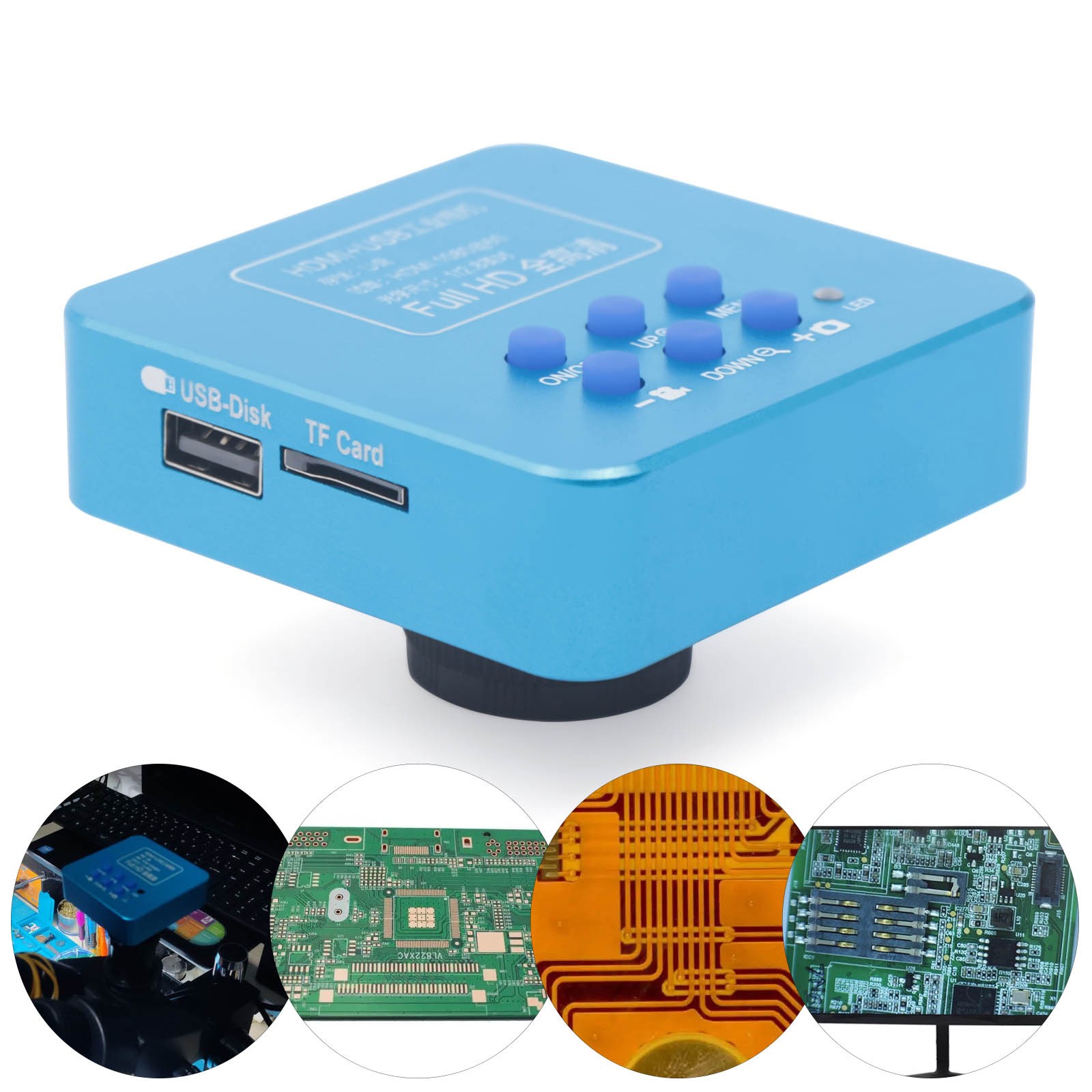 HD 1080p HDMI Industrial Digital Video Microscope Camera C Mount USB Blue NEW !