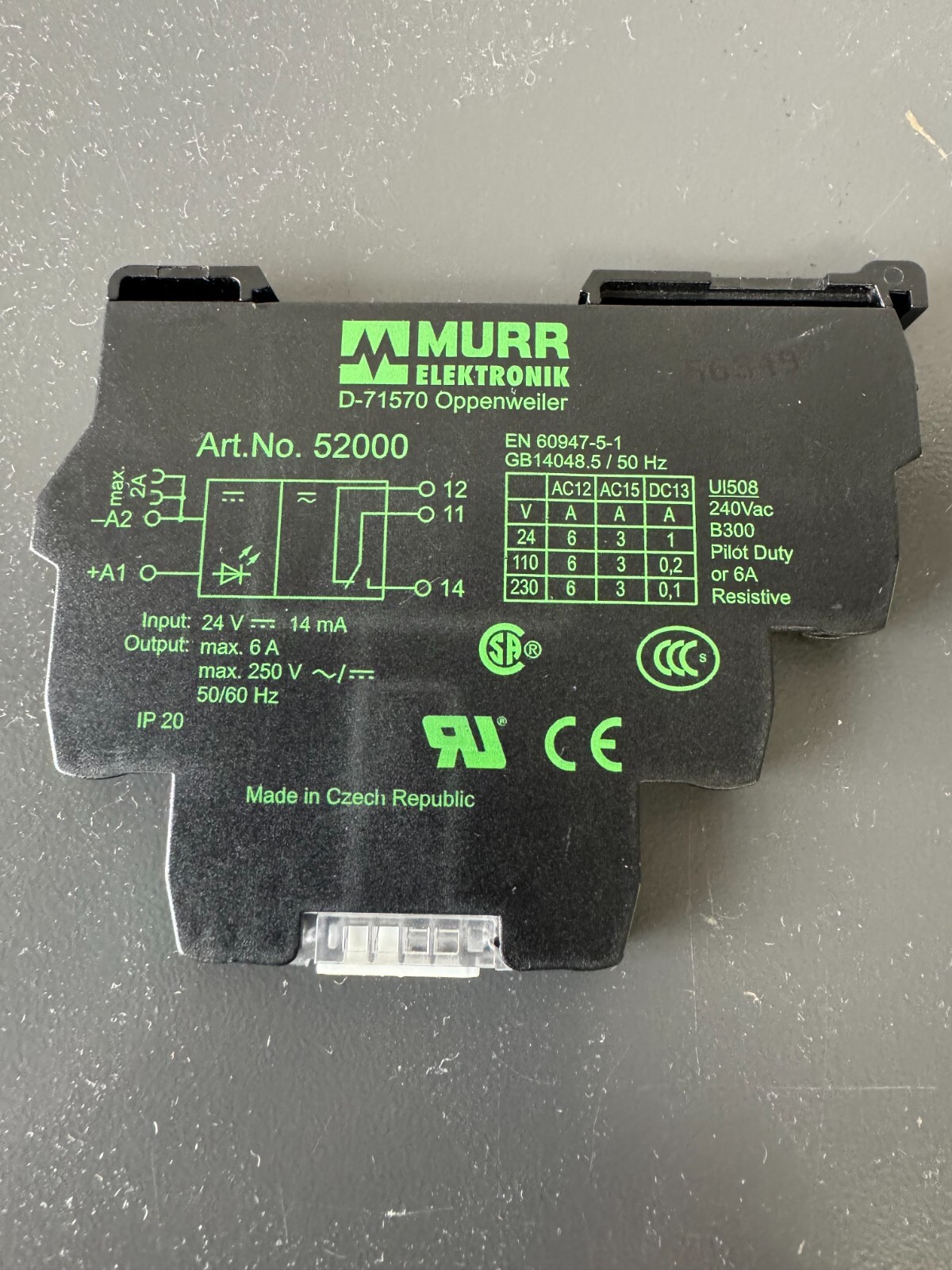 Murr Elektronik D-71570 Oppenweiler, Art. No. 52000, 24Vac
