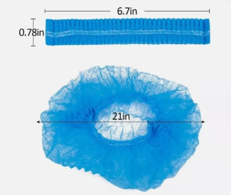 100 pcs Disposable Hair Net Non-Woven Head Bouffant Hair Cap 21″ BLUE