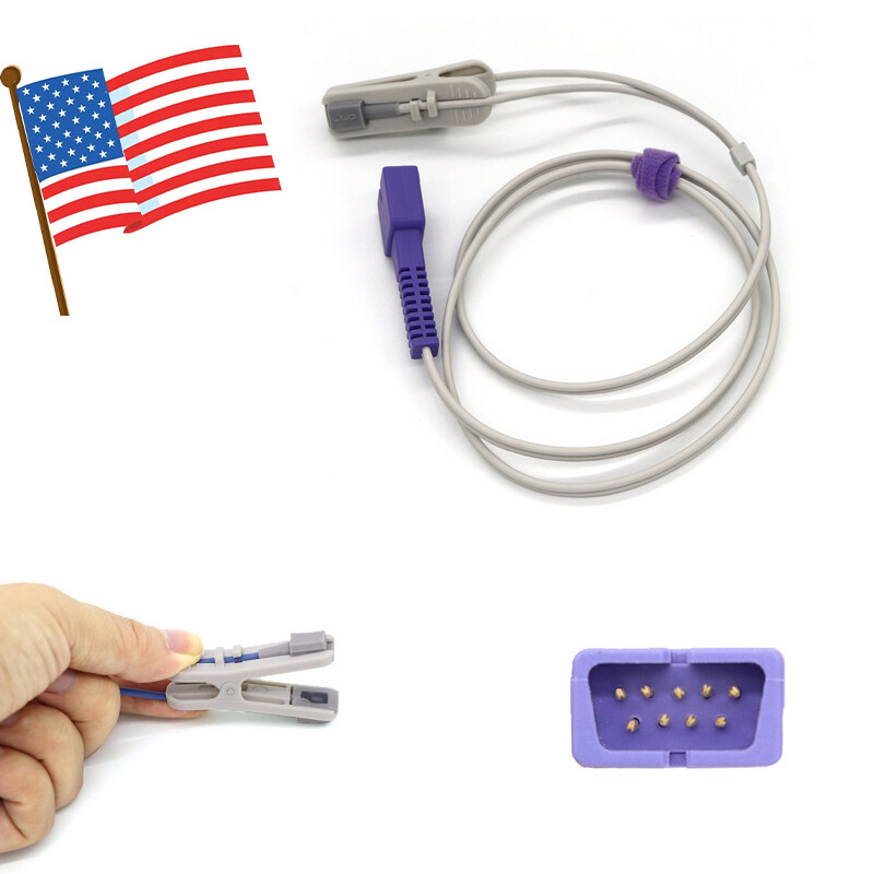 【US】Fit For Nellcor Oximax Adult Ear Clip Spo2 Sensor Probe Pulse Oximeter DB9P
