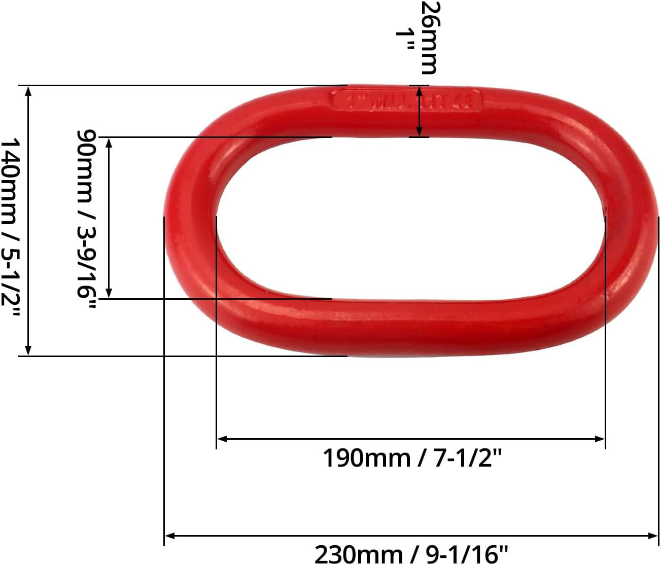 1in G80 Oblong Master Link 24250 lb Steel Chain Lifting Ring Rigging Hoist HD