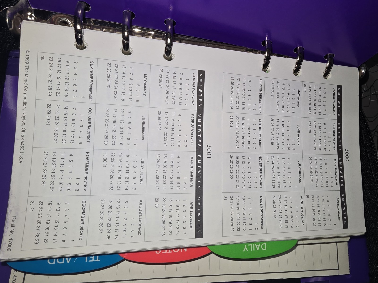 Vtg. Y2K NEW Mead Brights Daily Planner Address Telephone Note 6 Ring Binder