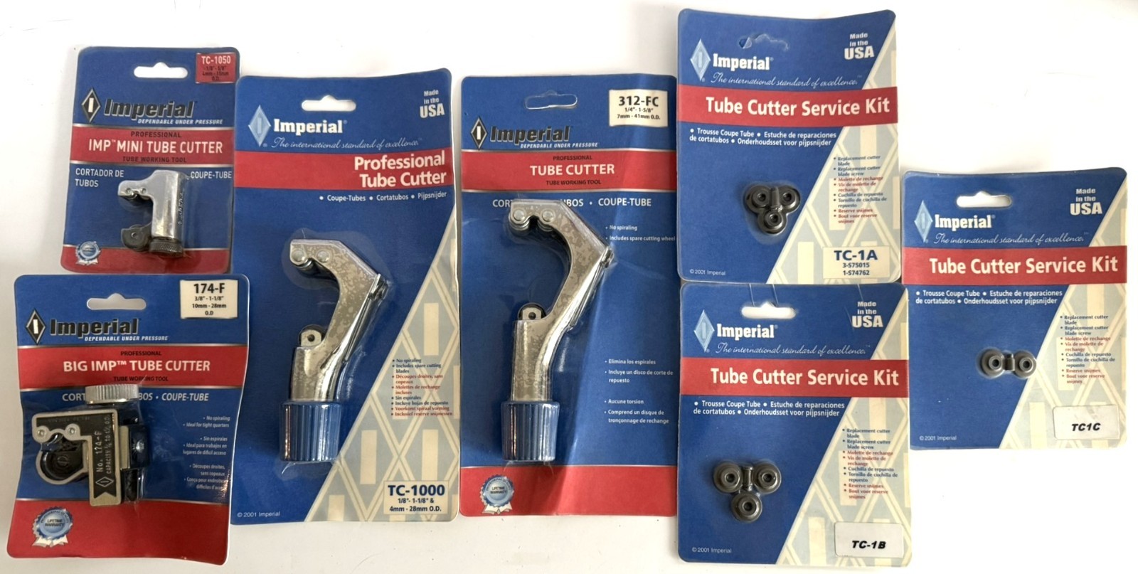 IMPERIAL TUBE CUTTER LOT of 4 CUTTERS and 3 SERVICE KITS BLADES PIPE HVAC