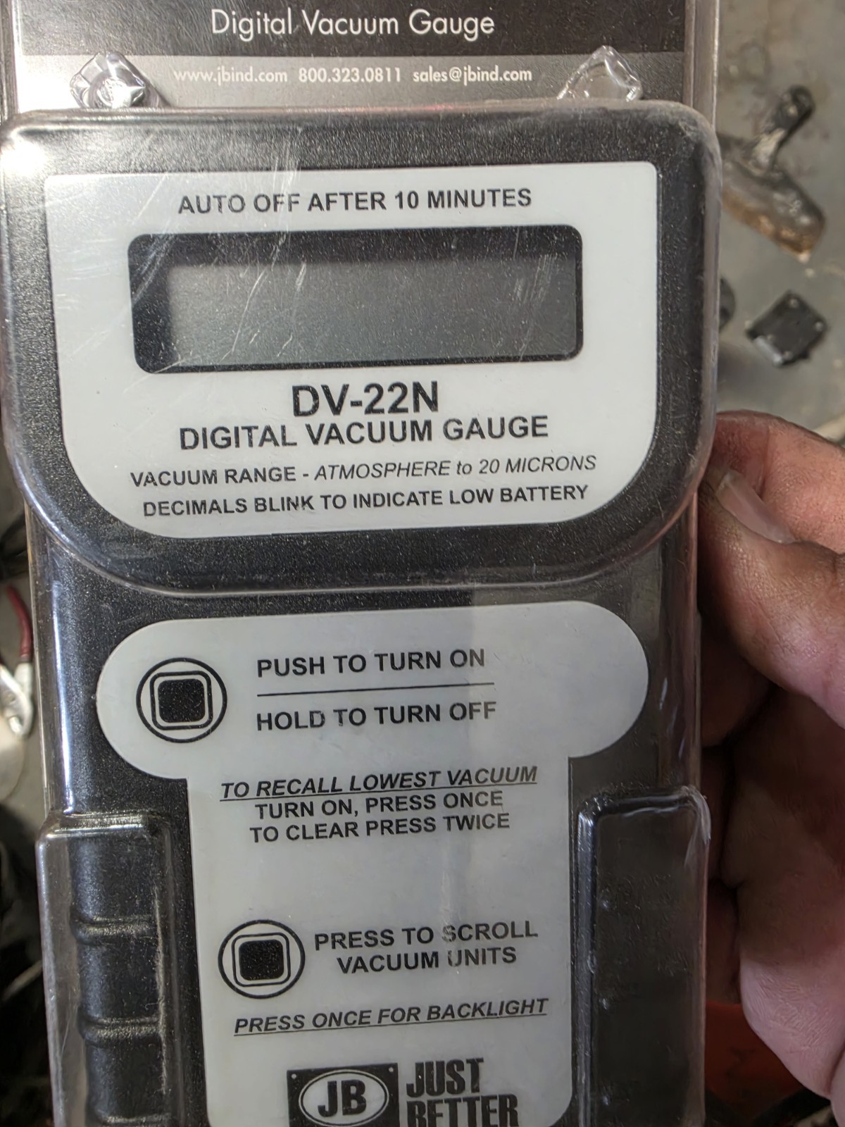 Jb Industries Dv-24N Digital Micron Gauge With Case, Lcd