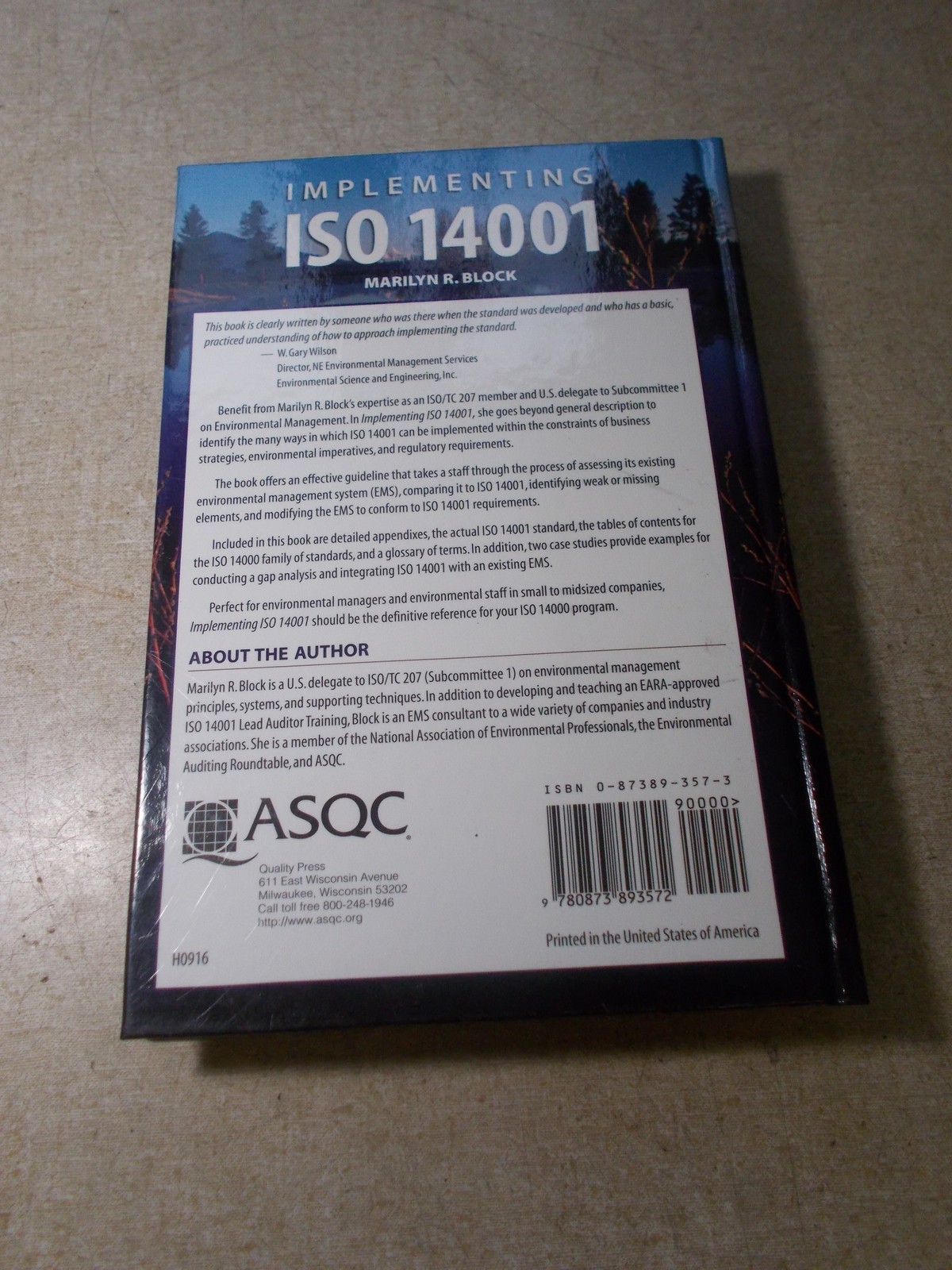 Marilyn Block Implementing ISO 14001 H0916 Manual *FREE SHIPPING*