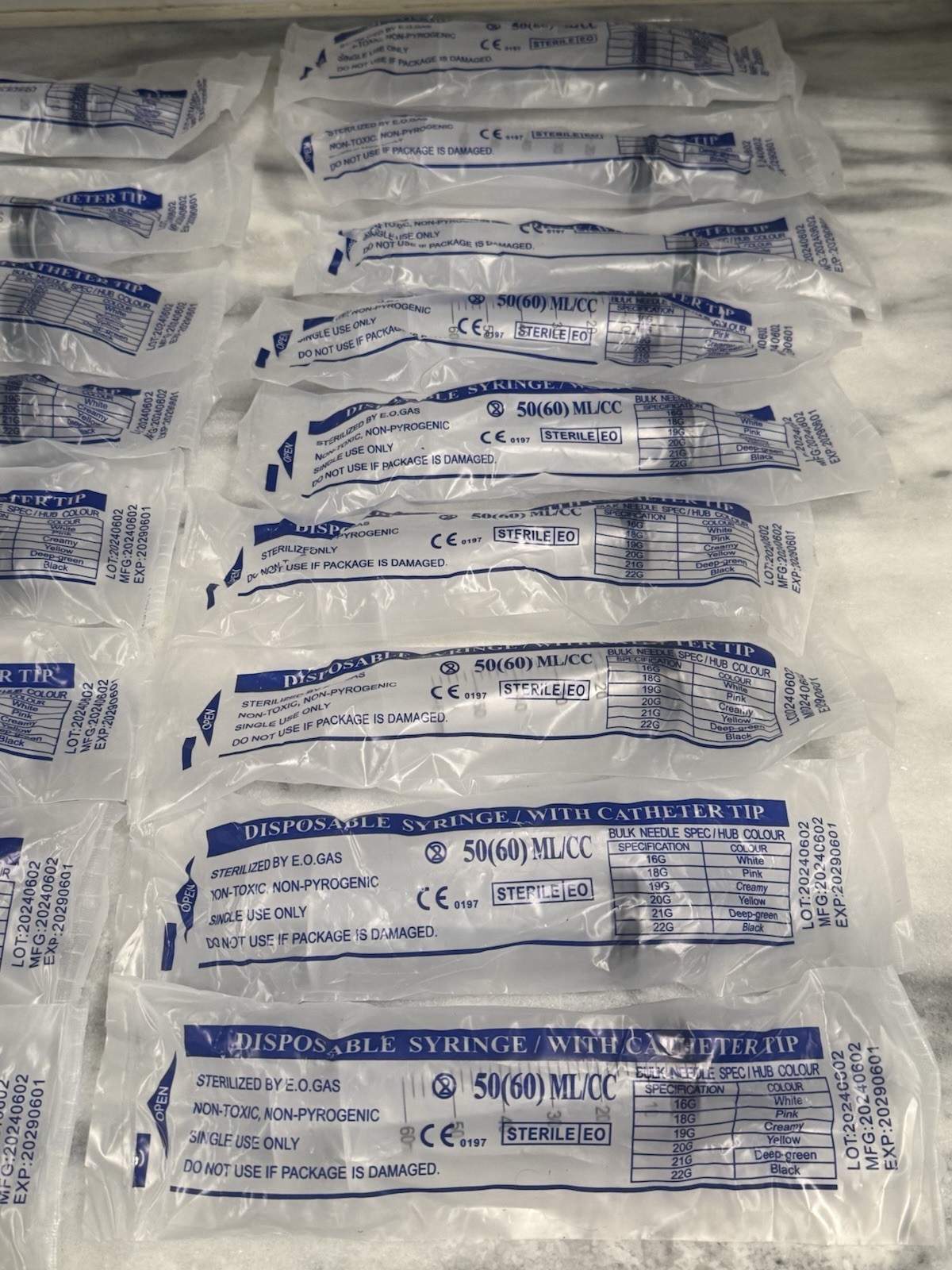 50ml/60cc Disposable Syringe With Catheter Tip (17) Count Lot