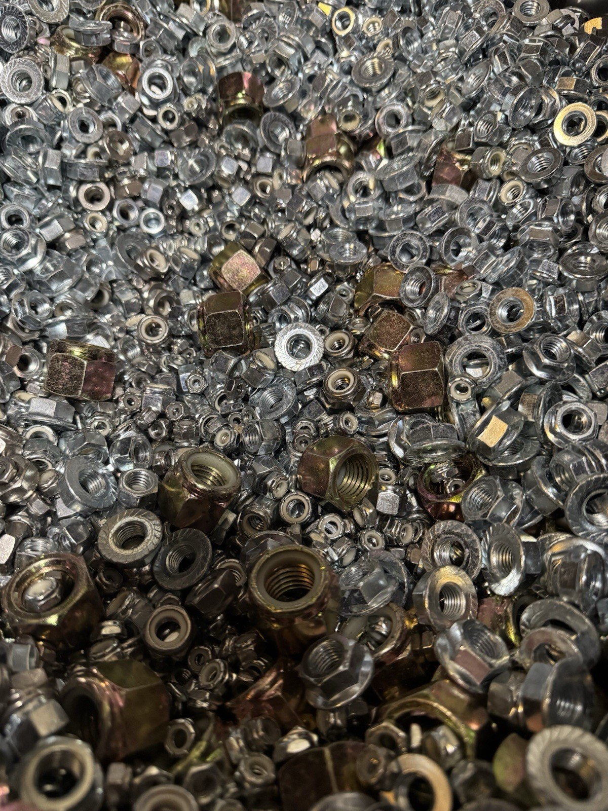 10 LB Mixed Lock Nuts Bulk Hardware Lot Assorted Sizes Zinc Plated Steel