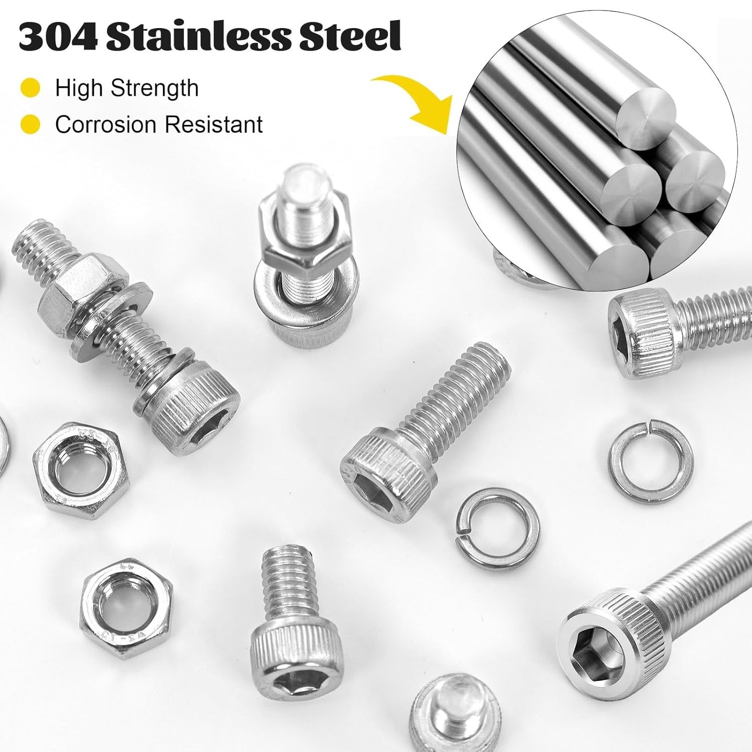490pcs M4 Screws,Nuts and Washers Assortment kit, M4x6/8/10/12/16/20/25/30 mm He