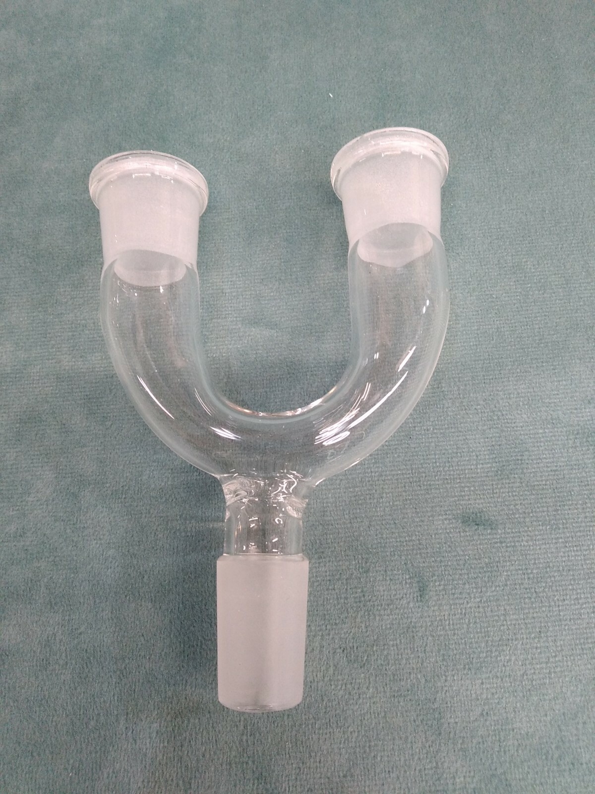 Y shaped connector adapter unknown brand unknown sizes lab glass chemistry