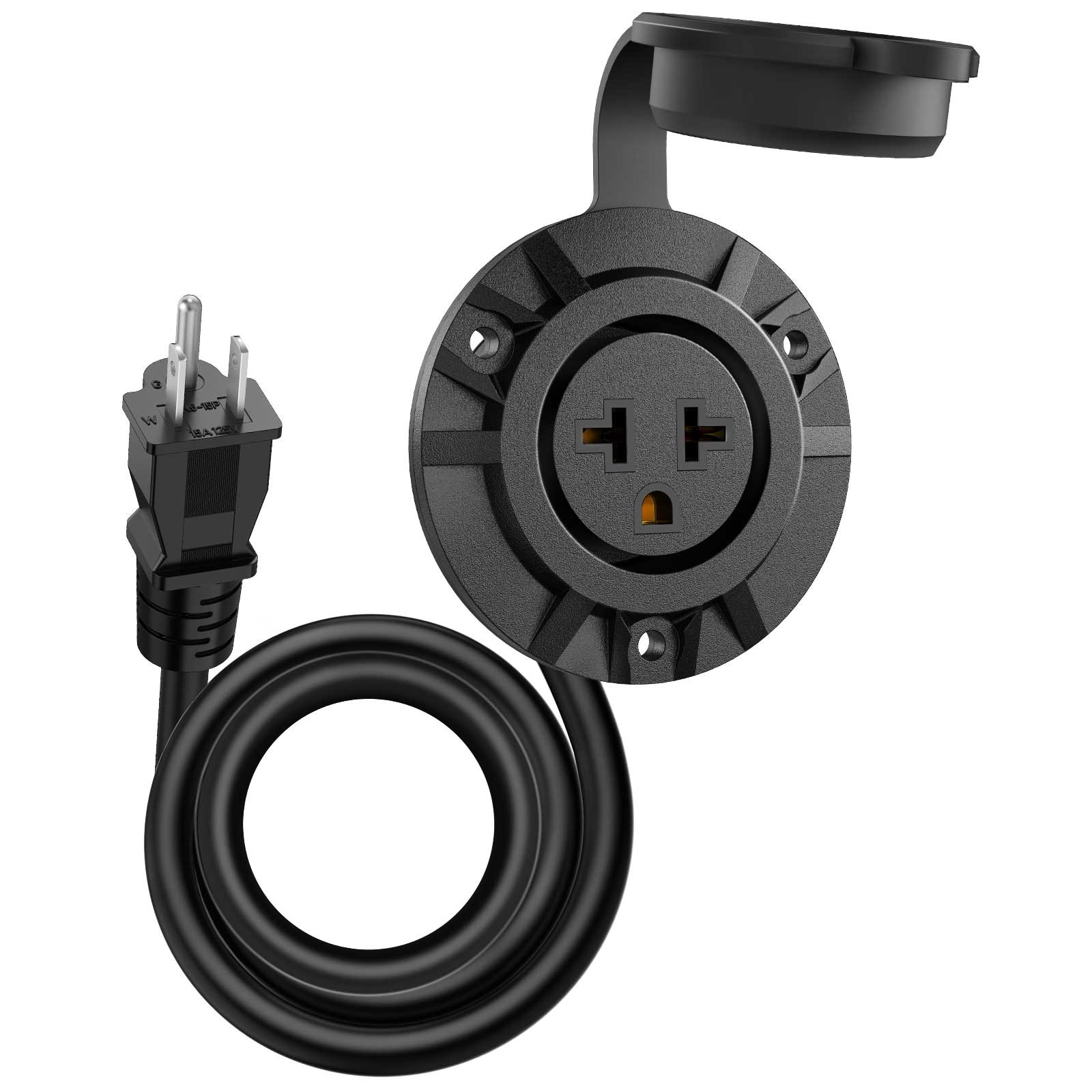 Universal 5-in-1 Outdoor Power Outlet 20A 125V RV Shore Power Receptacle Outlet