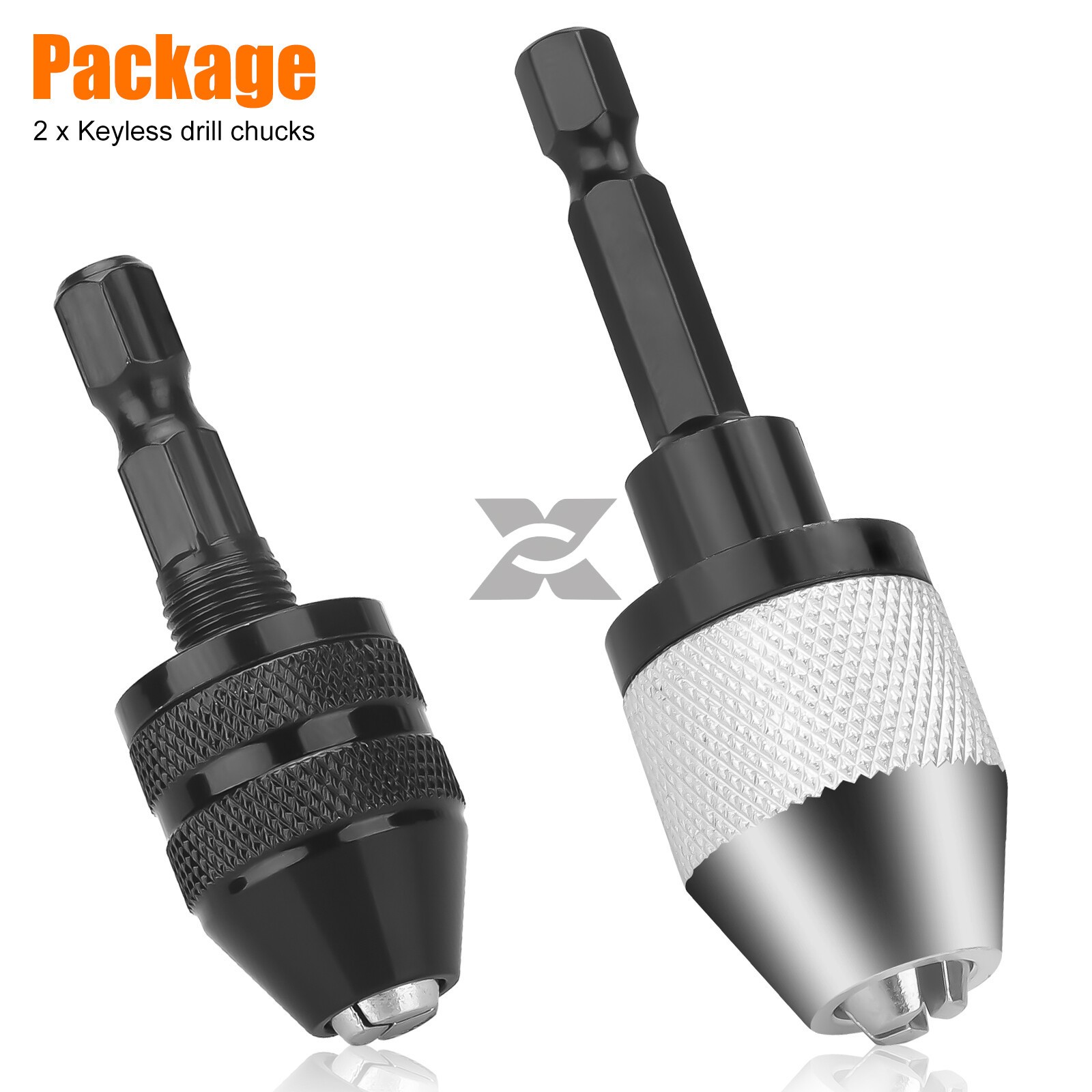 2x Keyless Chuck Conversion 1/4″ Hex Shank Adapter Drill Bit Quick Change Driver
