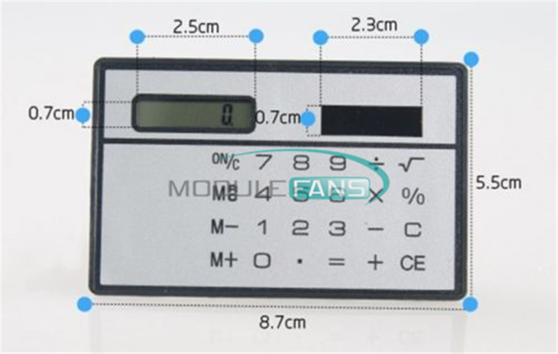 2PCS 8 Digits Ultra Thin Mini Slim Credit Card Solar Power Pocket Calculator New
