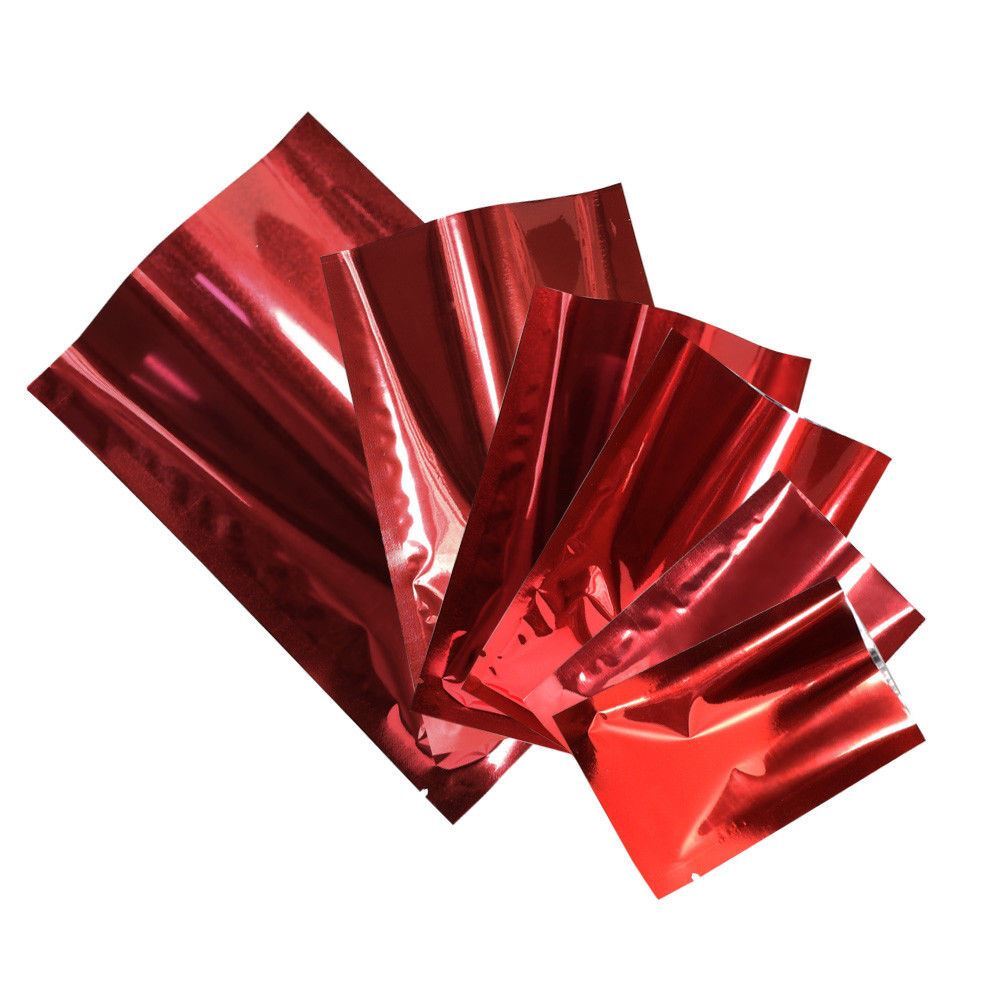 Many Sizes for Glossy Red Flat Foil Mylar Heat-Sealable Open Top Pouch Bag R05