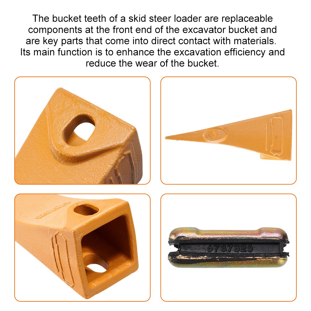 6737325 5Kit Bucket Teeth with 6737326 Flexpins for Bobcat Style Mini Excavator