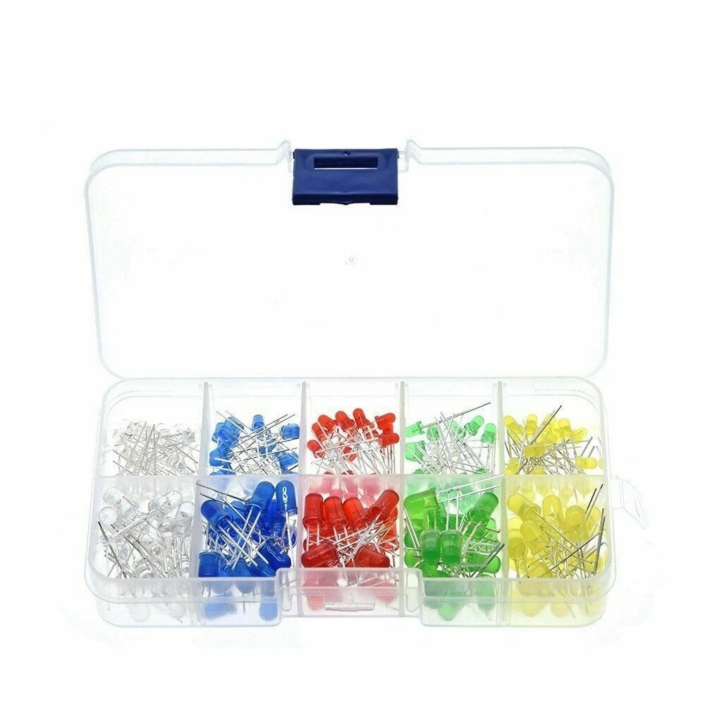 300Pcs 5mm 3mm LED Light Kit Yellow White Blue Red Green Assortment with Case