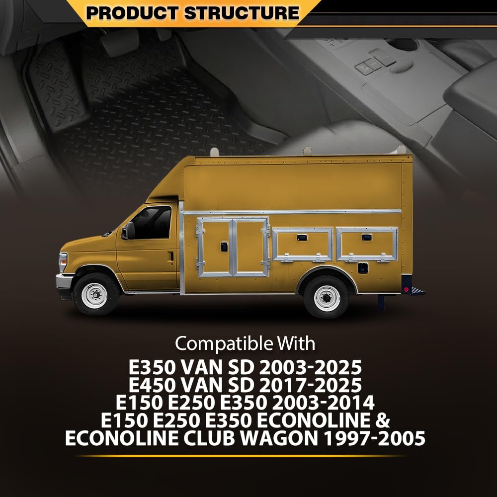 TPE Floor Mats for E150 E250 E350 Econoline 1997-2005 2PCS Black All Weather