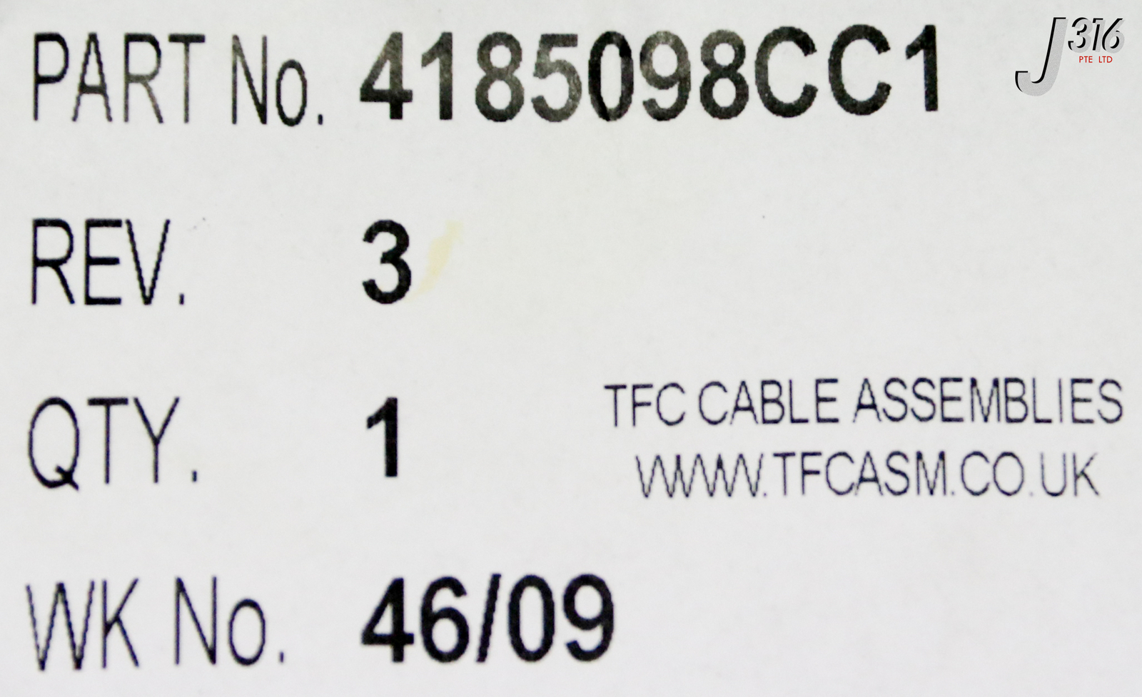 36097 WATERS MICROMASS TFC CABLE ASSY (NEW) 4185098CC1