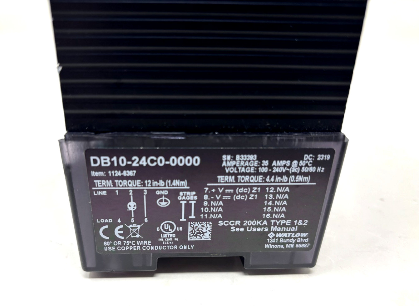 Watlow DB10-24C0-0000 DIN-A-MITE B Single and Three-Phase Power Controller