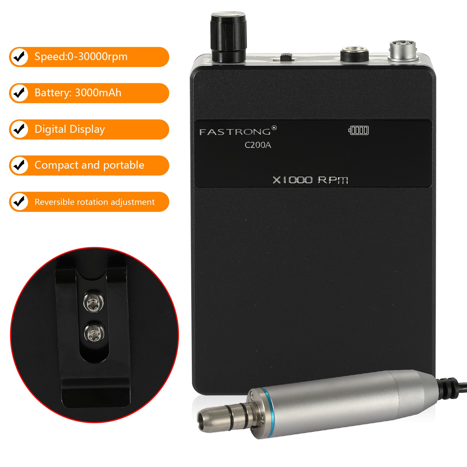 Dental Marathon Lab Electric Micromotor 35K RPM / Slow Handpiece Drill Burs Cups