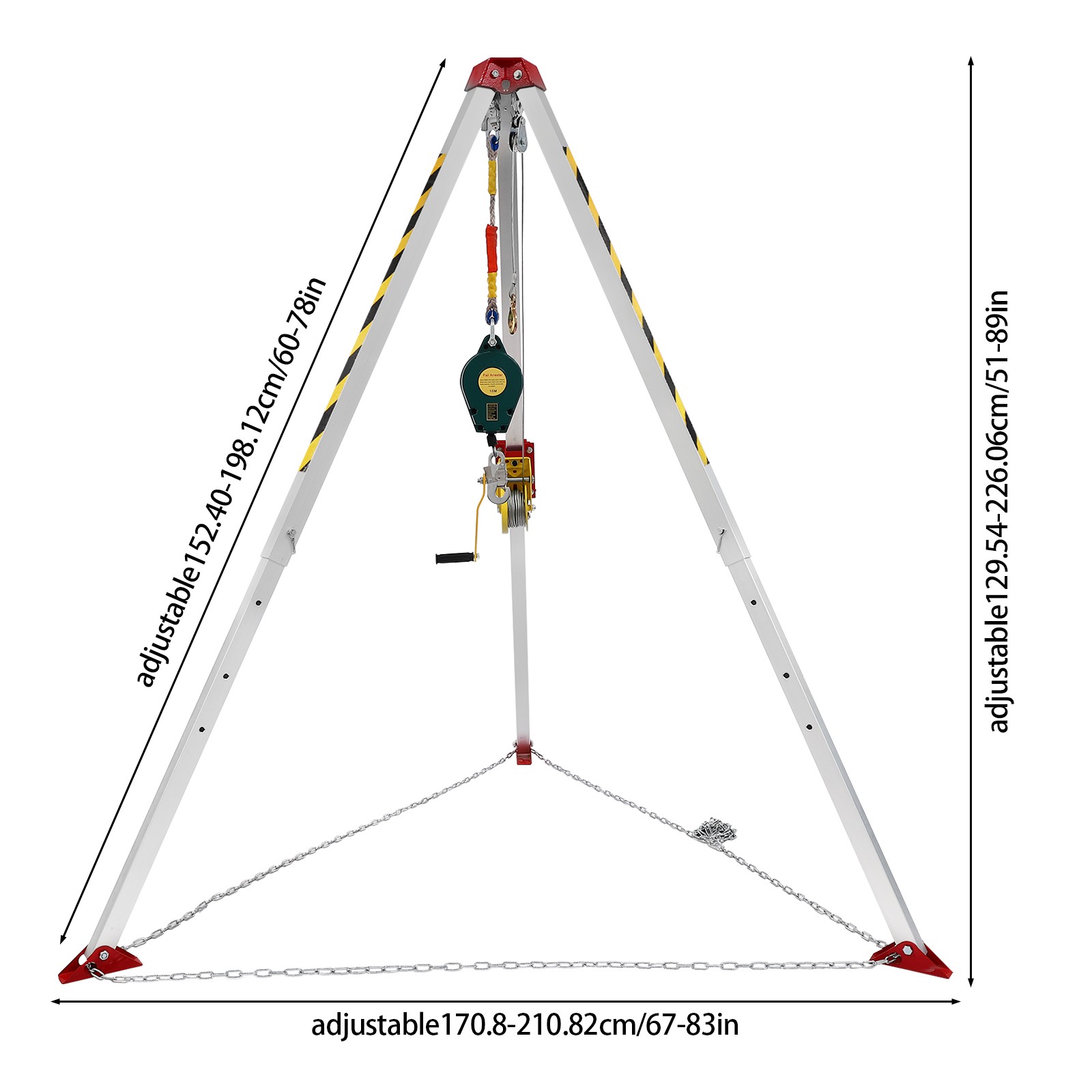 Confined Space Tripod Kit with1200lb Winch 5-6.5ft Adjustable Legs Rescue Tripod