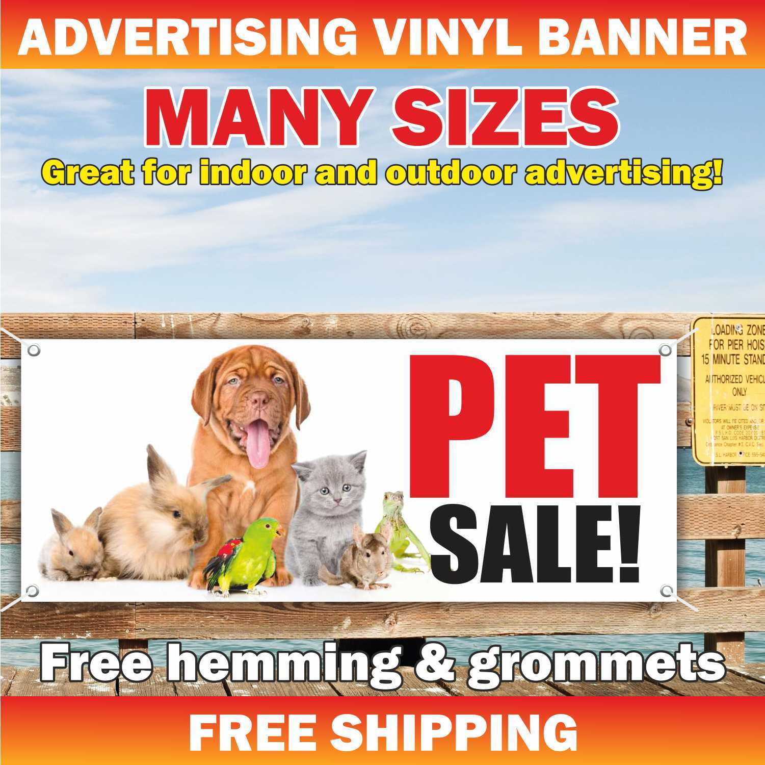 PET SALE Advertising Banner Vinyl Mesh Sign dog vets cut animal cat shop groomer