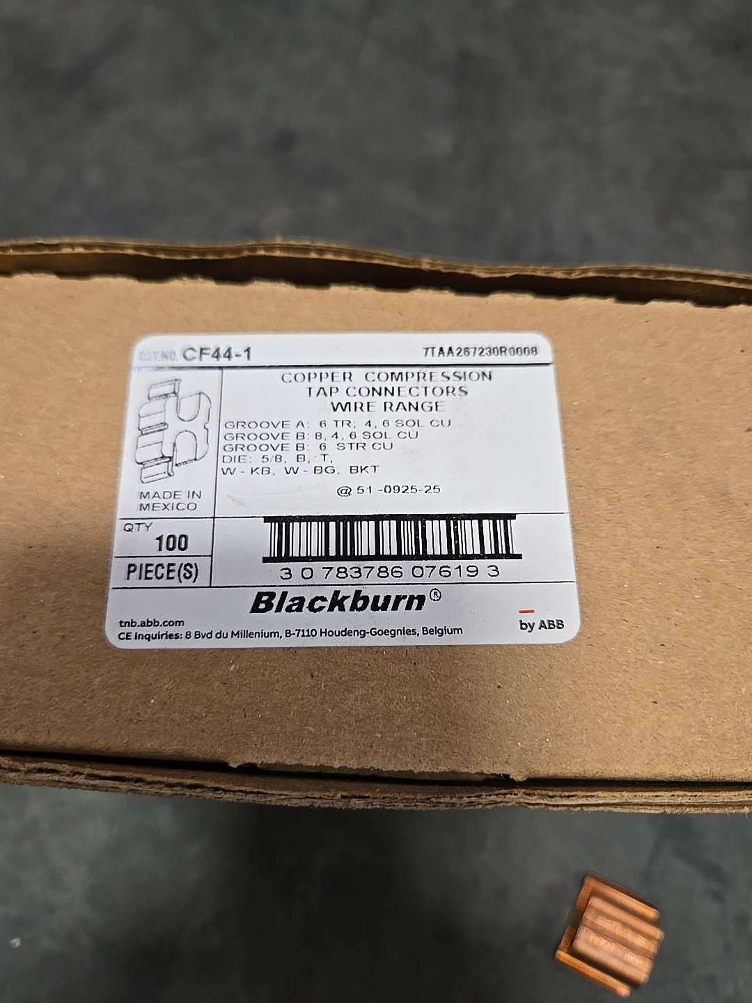 New Blackburn CF44-1 Copper Compression Tap 6 to 4 Awg Connectors QTY=100