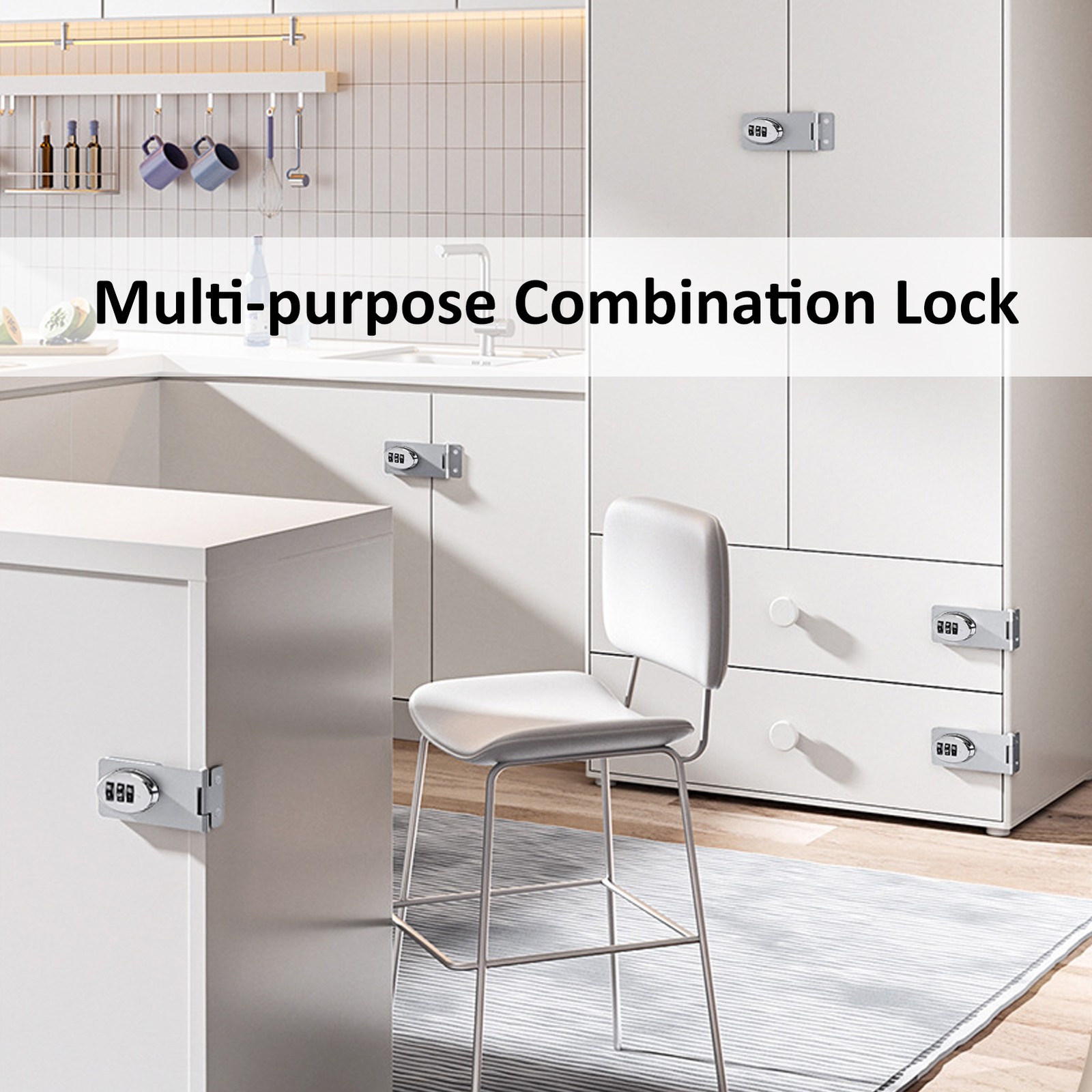 3-Digit Door Lock Closet Combination Lock Keyless Childproof Security 2pcs