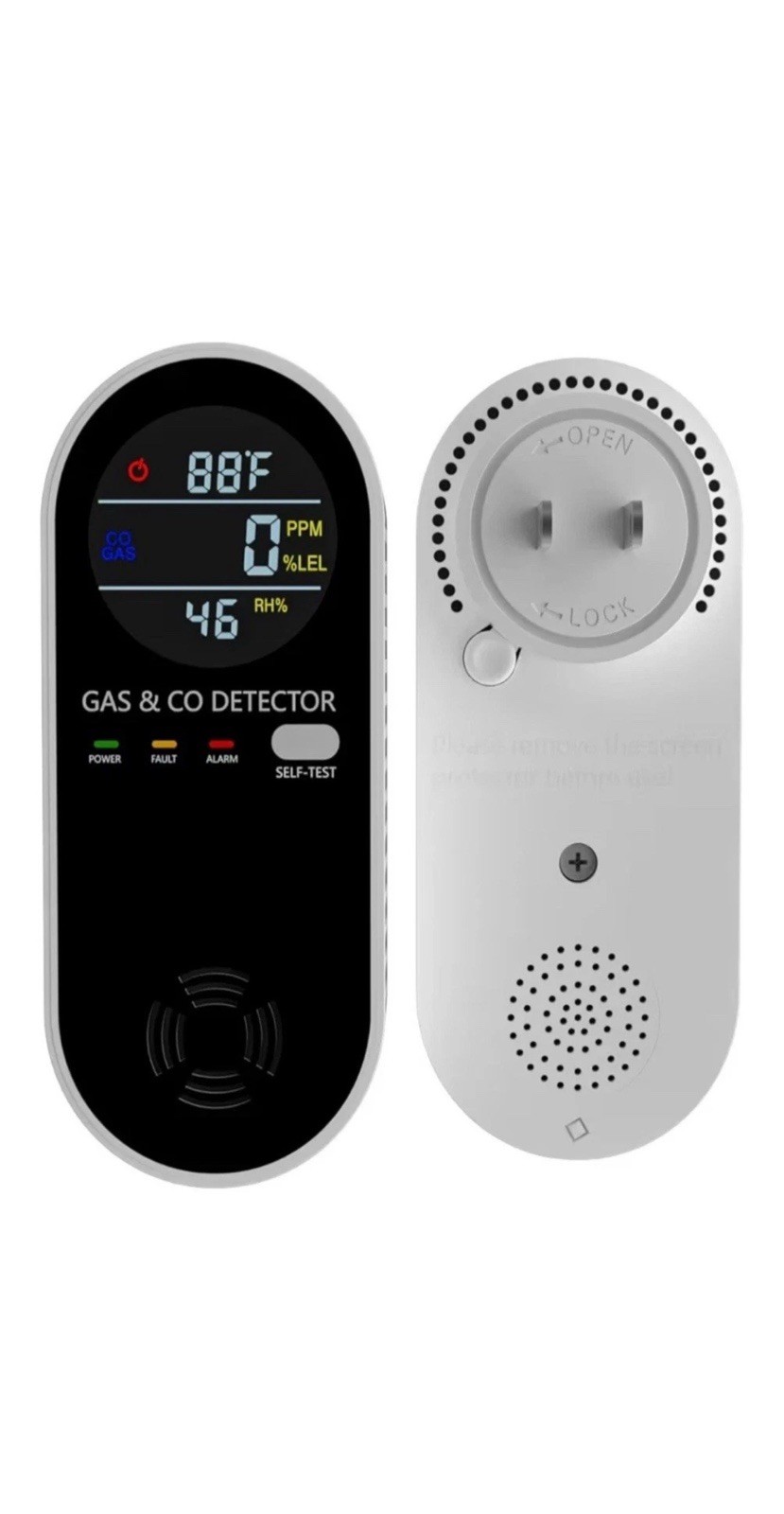 Carbon Monoxide & Gas Detector Alarm Plug-In CO Sensor HOME/RV 2 Pack KH158