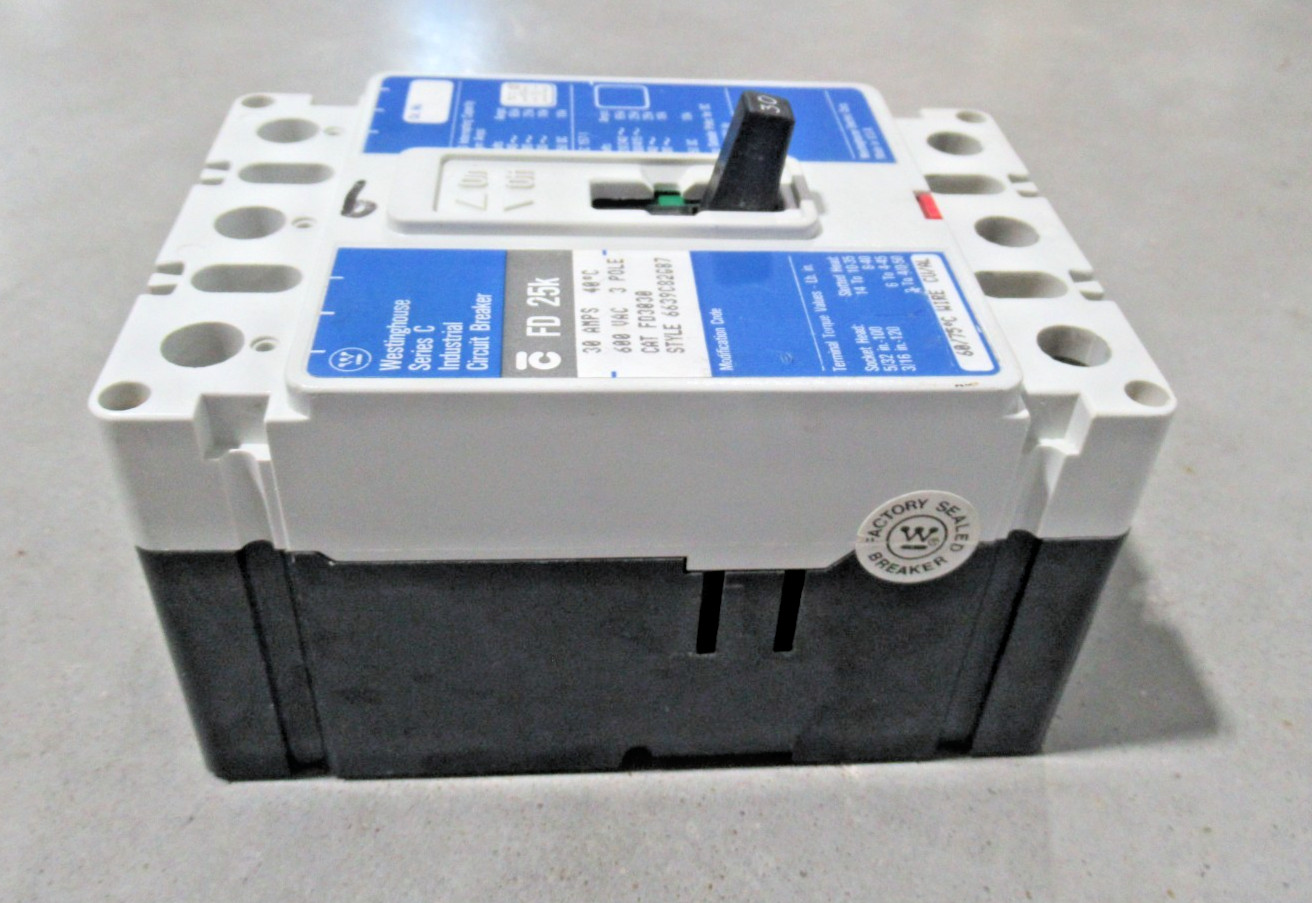 Westinghouse Eaton FD3030 Circuit Breaker 30A, 600VAC, 3P, FD 25K *NEW TAKEOUT*